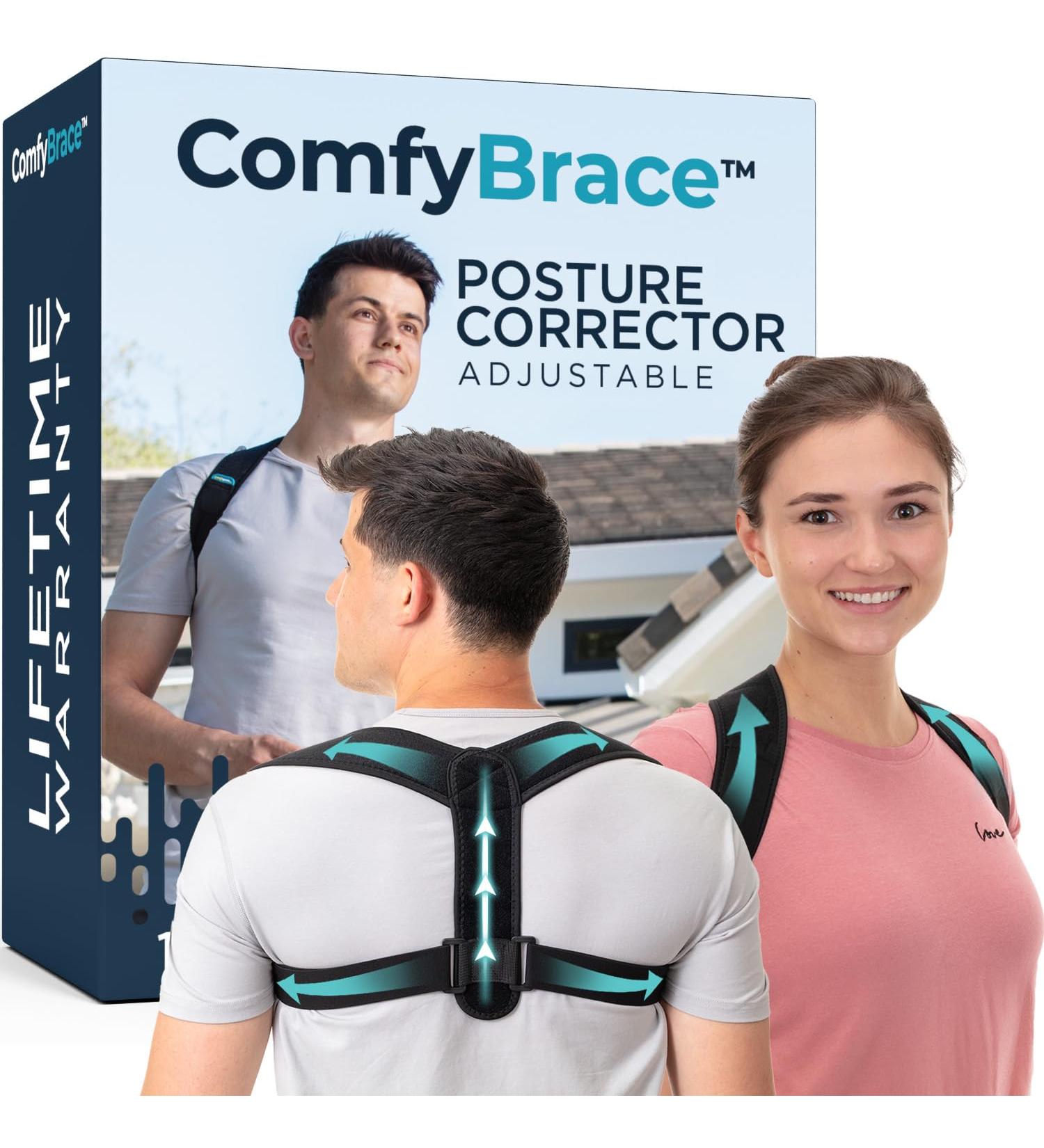 ComfyBrace Posture Corrector- Adjustable Back Brace for Men and Women- Relieve Neck, Shoulder, and Back Pain-Breathable Design - Buy Online on GoSupps.com