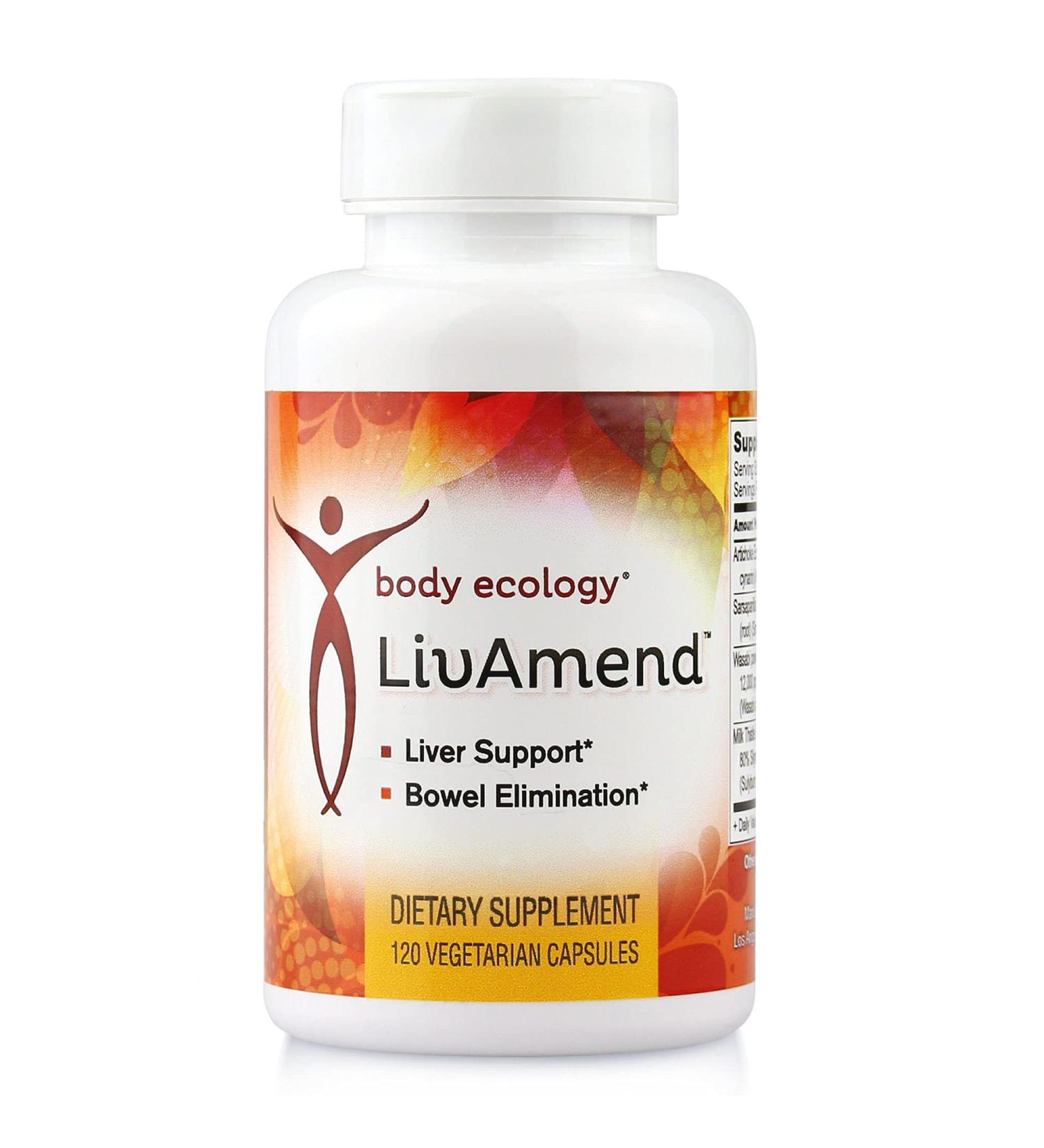 Body Ecology LivAmend | Liver Supplement | Milk Thistle and Artichoke | Aids in Healthy Liver and Improves Bowel Elimination | 120 Vegetarian Count - Buy Online on GoSupps.com