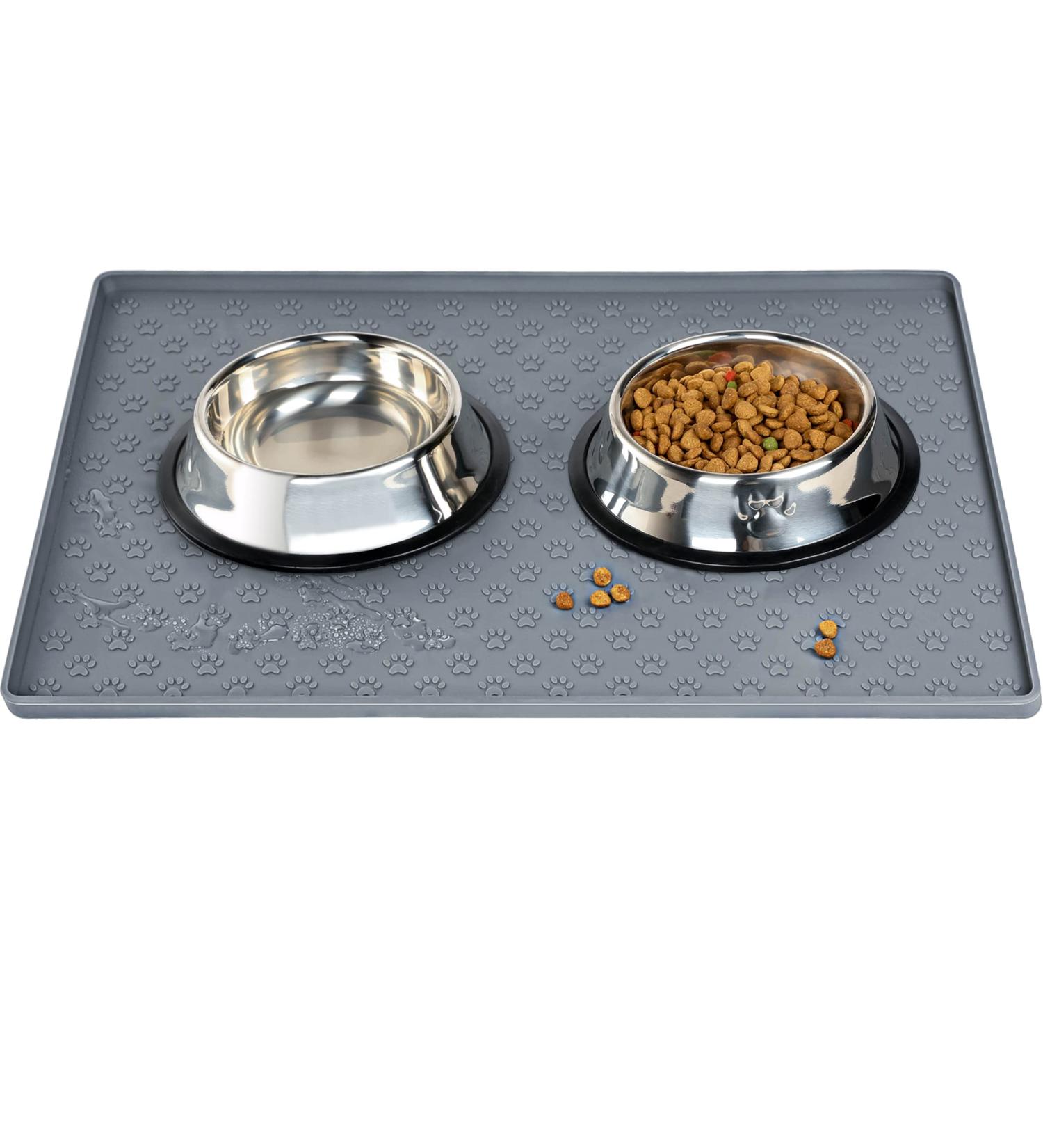 Silicone Dog Feeding Mat for Food and Water - Waterproof, Slip-Resistant, Raised Edges - Prevents Mess on Floors - Buy Online on GoSupps.com