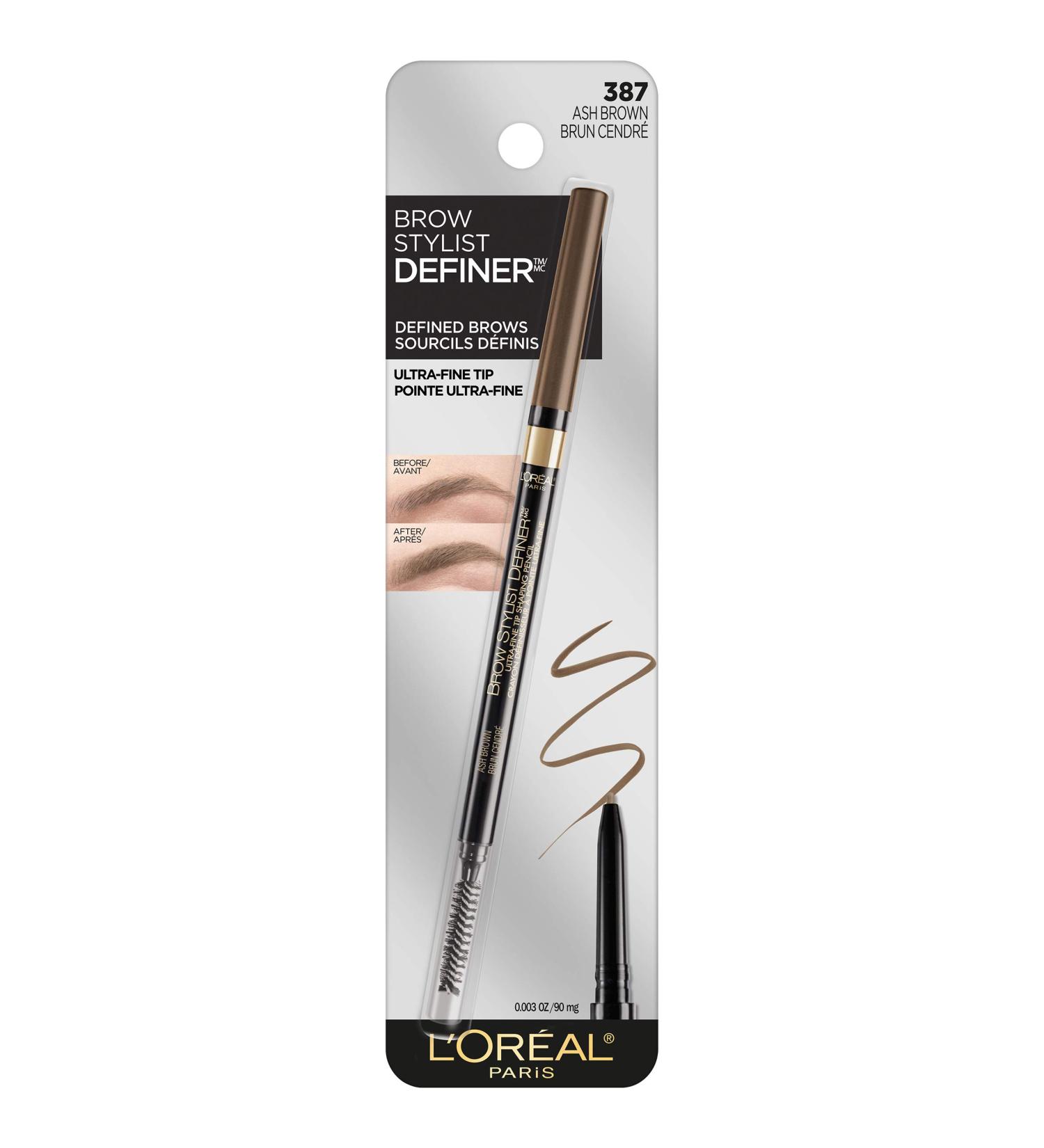 L'Oreal Paris Brow Stylist Definer Pencil - Waterproof  Ultra-Fine  Ash Brown - Fills Sparse Areas & Draws Tiny Brow Hairs 0.003 Fl Oz - Buy Online on GoSupps.com