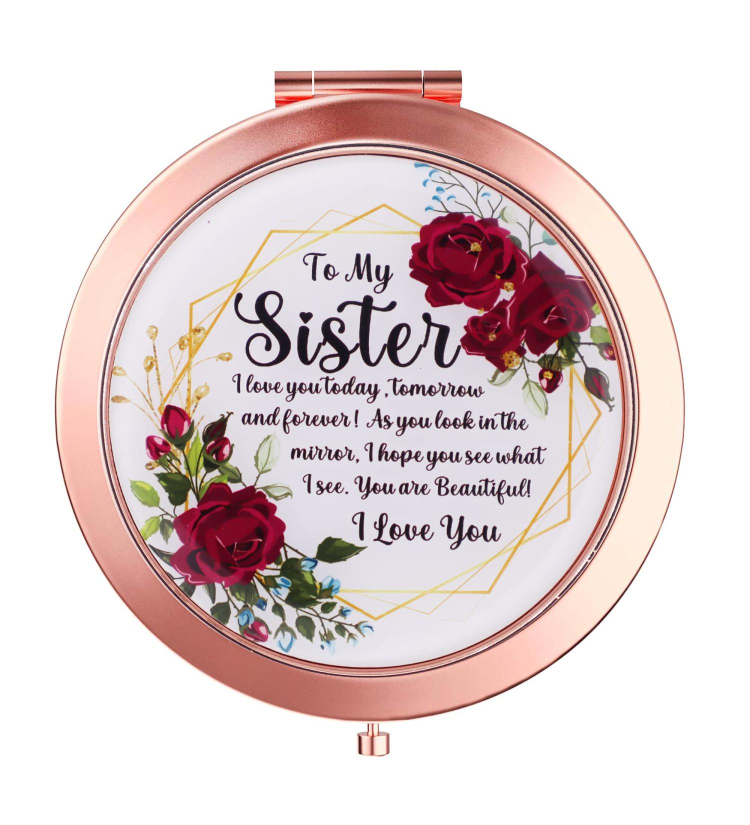 OHSunFLower2 Sister Gifts - Rose Gold Compact Mirror for Sisters - Birthday & Graduation Gift - Buy Online on GoSupps.com