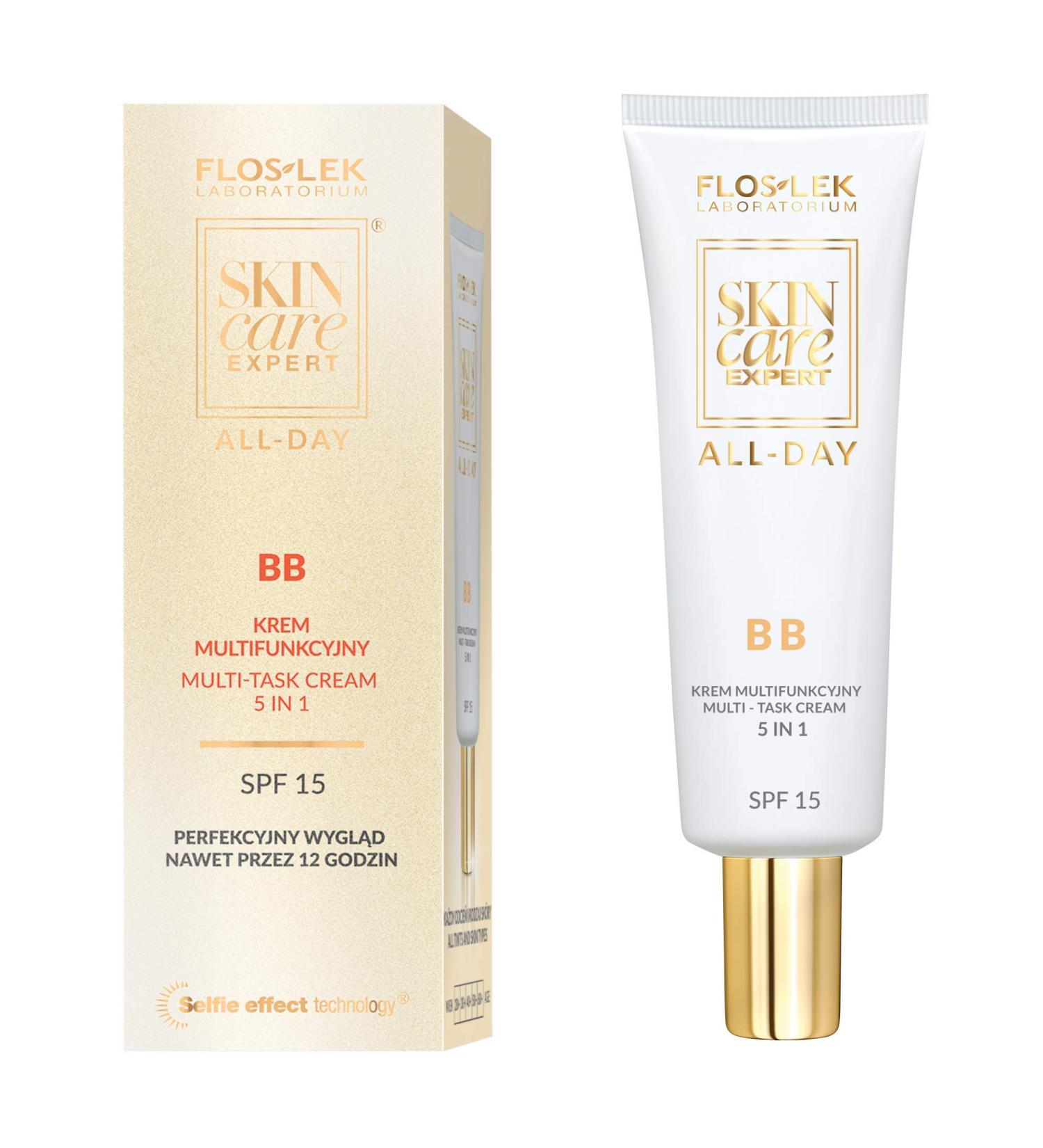 FLOSLEK BB Multi-Task Face Cream 5 in 1 SPF15 | 50 ml | Contains Peptides Vitamin C Troxerutin & Shea Butter | Masks Discoloration and Imperfections | for All Types of Skin - Buy Online on GoSupps.com