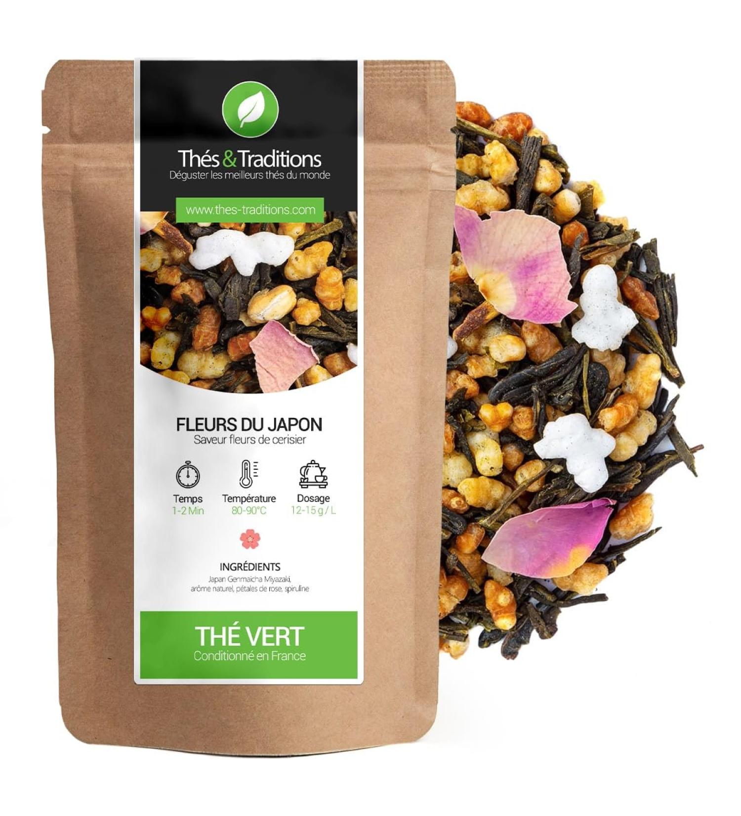  Th s & Traditions Teas & Traditions - Organic Cherry Blossom Green Tea - Japanese Flowers | 100g - Buy Online on GoSupps.com