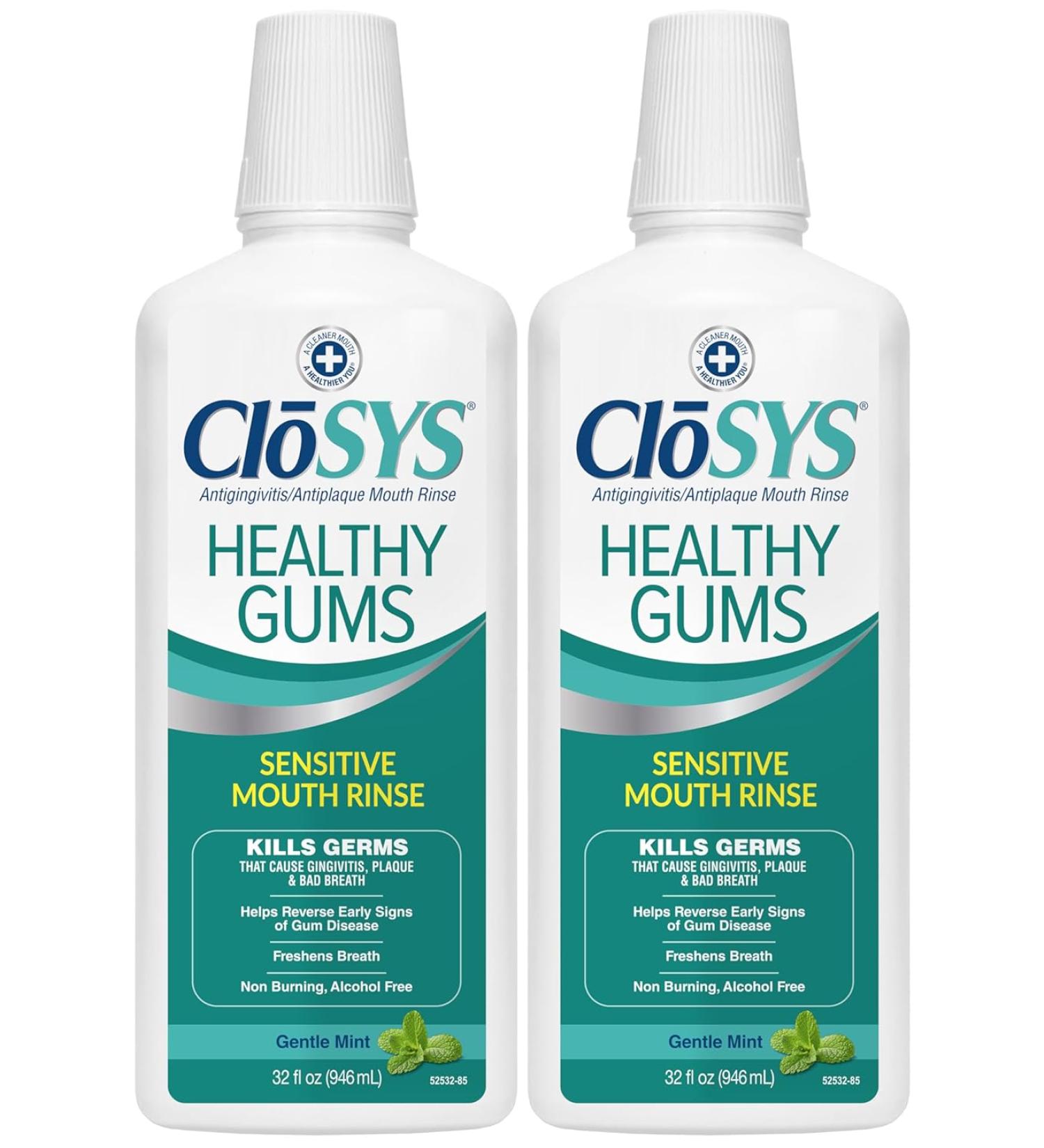 CloSYS Healthy Gums Mouthwash - Gentle Mint - Pack of 2 - 32 Fl Oz. - Buy Online on GoSupps.com