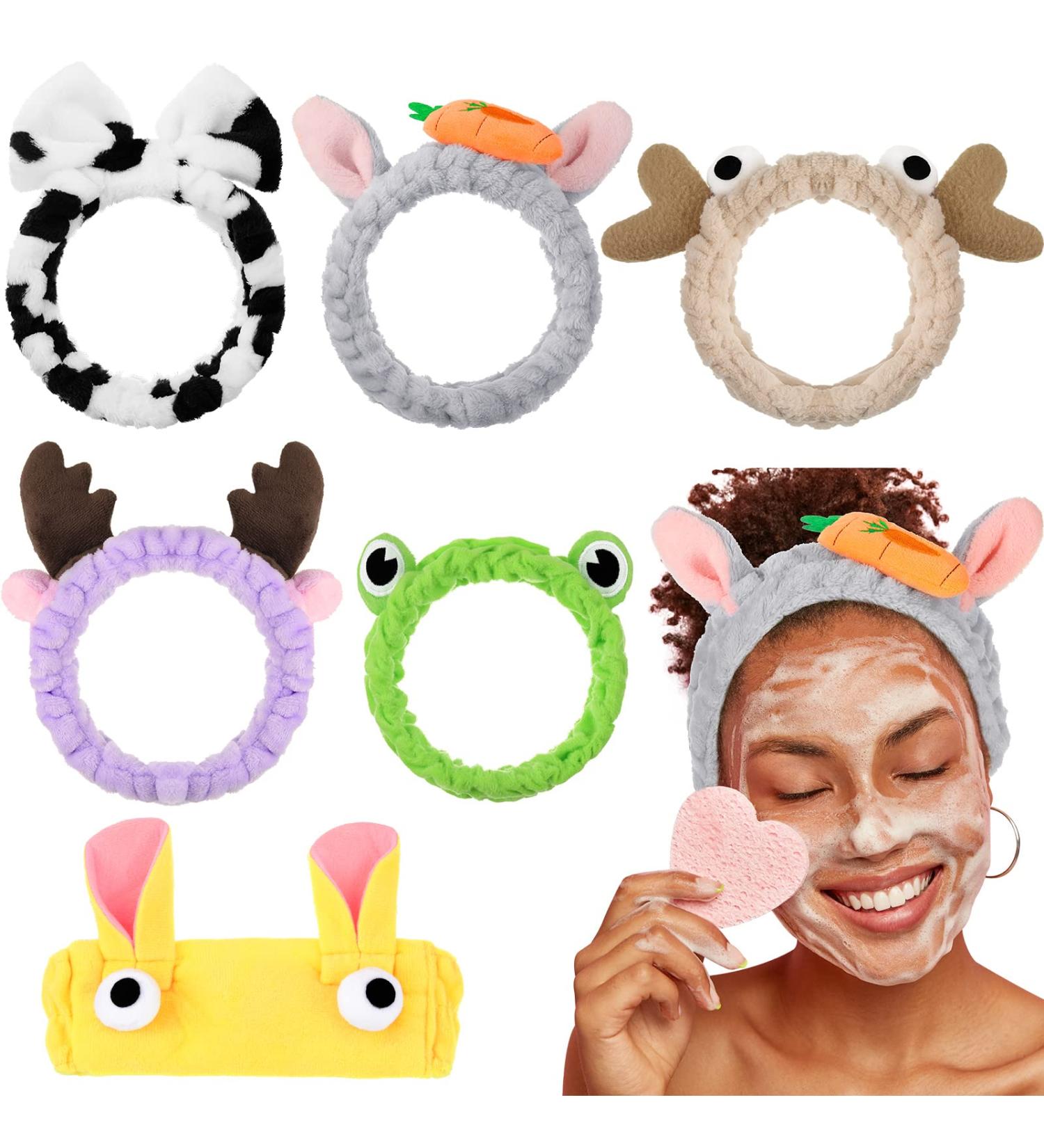 Jutom 6-Piece Animal Themed Spa Headband | Cute Makeup Headband with Lovely Ears | Elastic Cosmetic Head Wrap for Women and Girls - 6 Styles - Buy Online on GoSupps.com