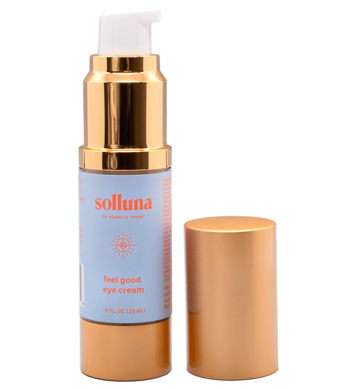 Solluna by Kimberly Snyder Feel Good Eye Cream | Anti-Aging & Under Eye Treatment with Ashwagandha, Hyaluronic Acid & Eyebright | Natural, Cruelty-Free & Non-GMO - Buy Online on GoSupps.com