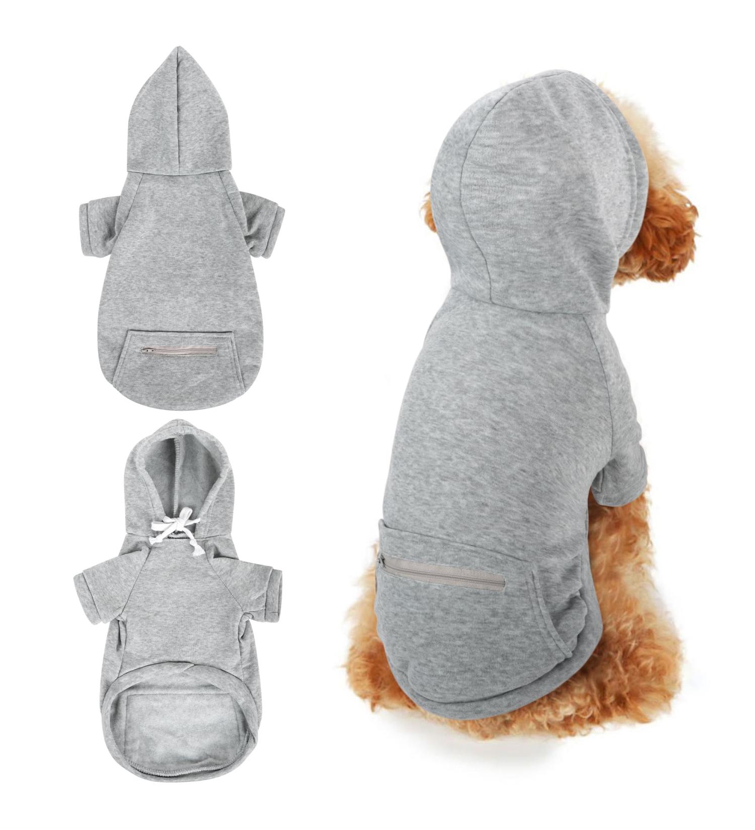 Moorle Dog Hoodie & Sweater for Small Dogs - Warm Winter Coat in Gray | Cozy Pet Hooded Sweater for Small Dogs & Cats - Buy Online on GoSupps.com