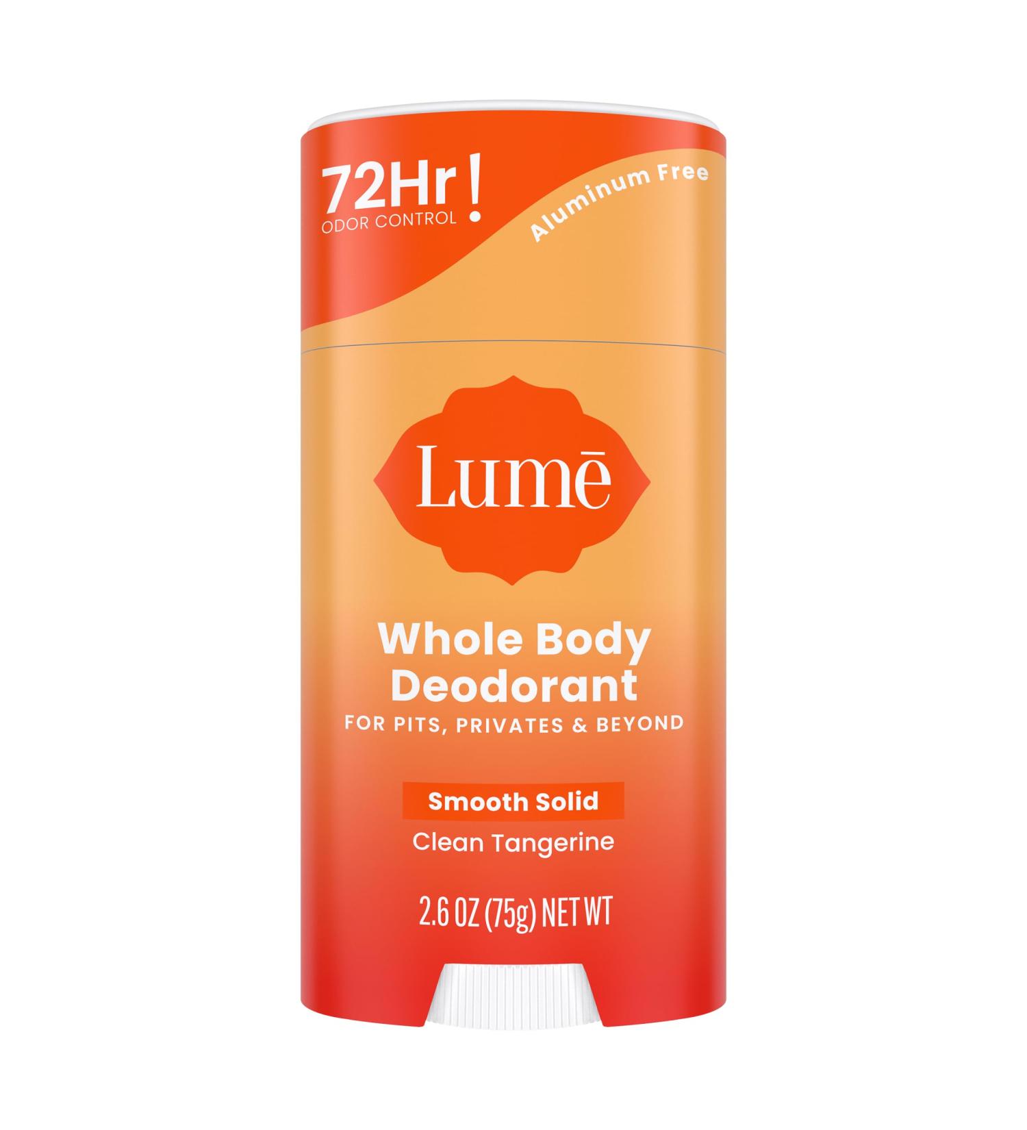 Lume Whole Body Deodorant Stick - 72-Hour Odor Control - Aluminum and Baking Soda Free - Skin Safe - 2.6 oz (Clean Tangerine) - Buy Online on GoSupps.com