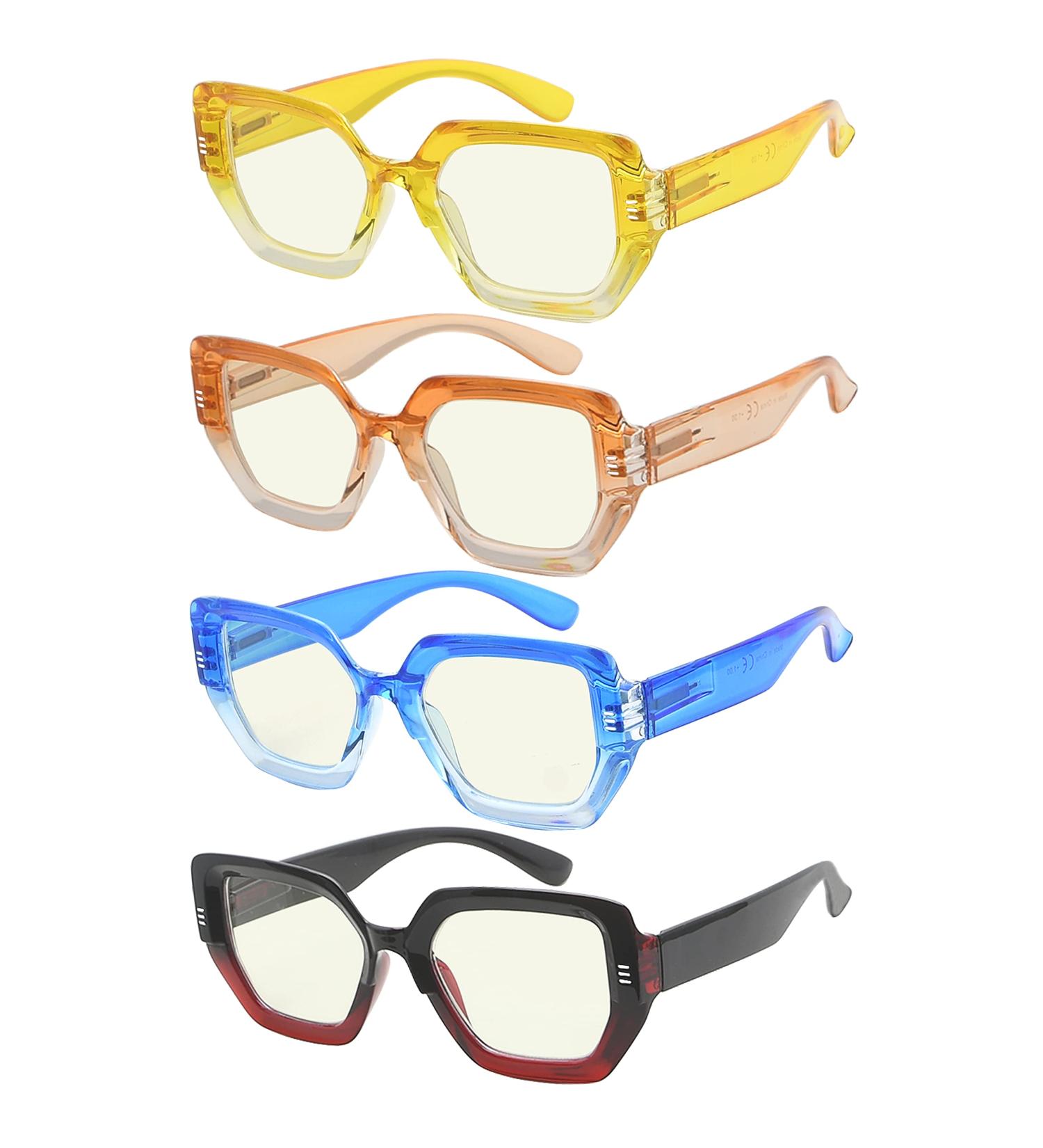 Eyekepper 4-Pack Women's Large Frame Blue Light Blocking Reading Glasses - 0.0 Magnification - Buy Online on GoSupps.com