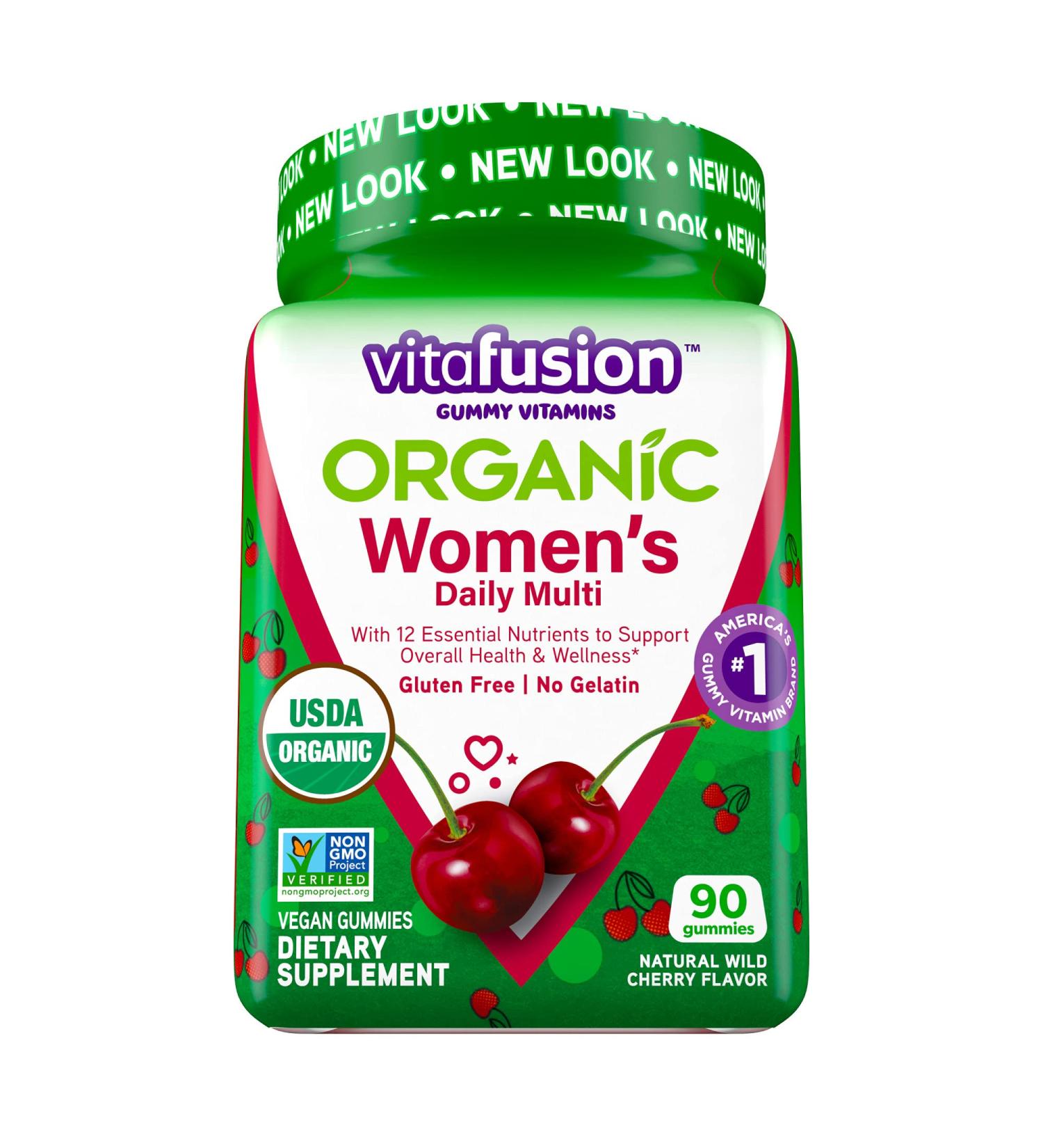 VitaFusion Organic Women's Multi Gummies - Wild Cherry Flavor, 90 Vegetarian Gummies - Buy Online on GoSupps.com