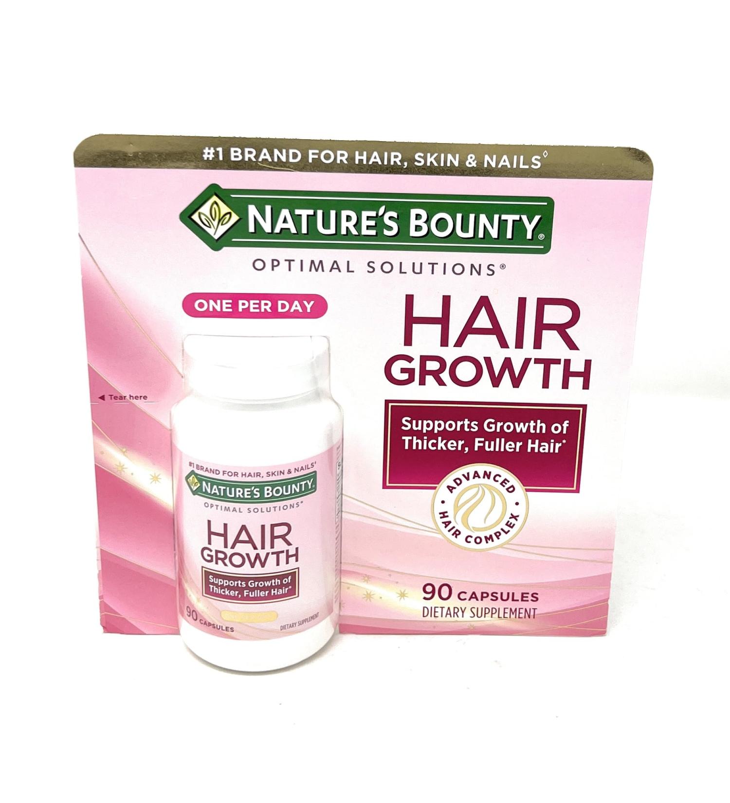 Nature's Bounty Hair Growth Supplement 1 Per Day Clinically Shown to Support Thicker Fuller Hair with Biotin Silicon & Arginine 90 Capsules - Buy Online on GoSupps.com