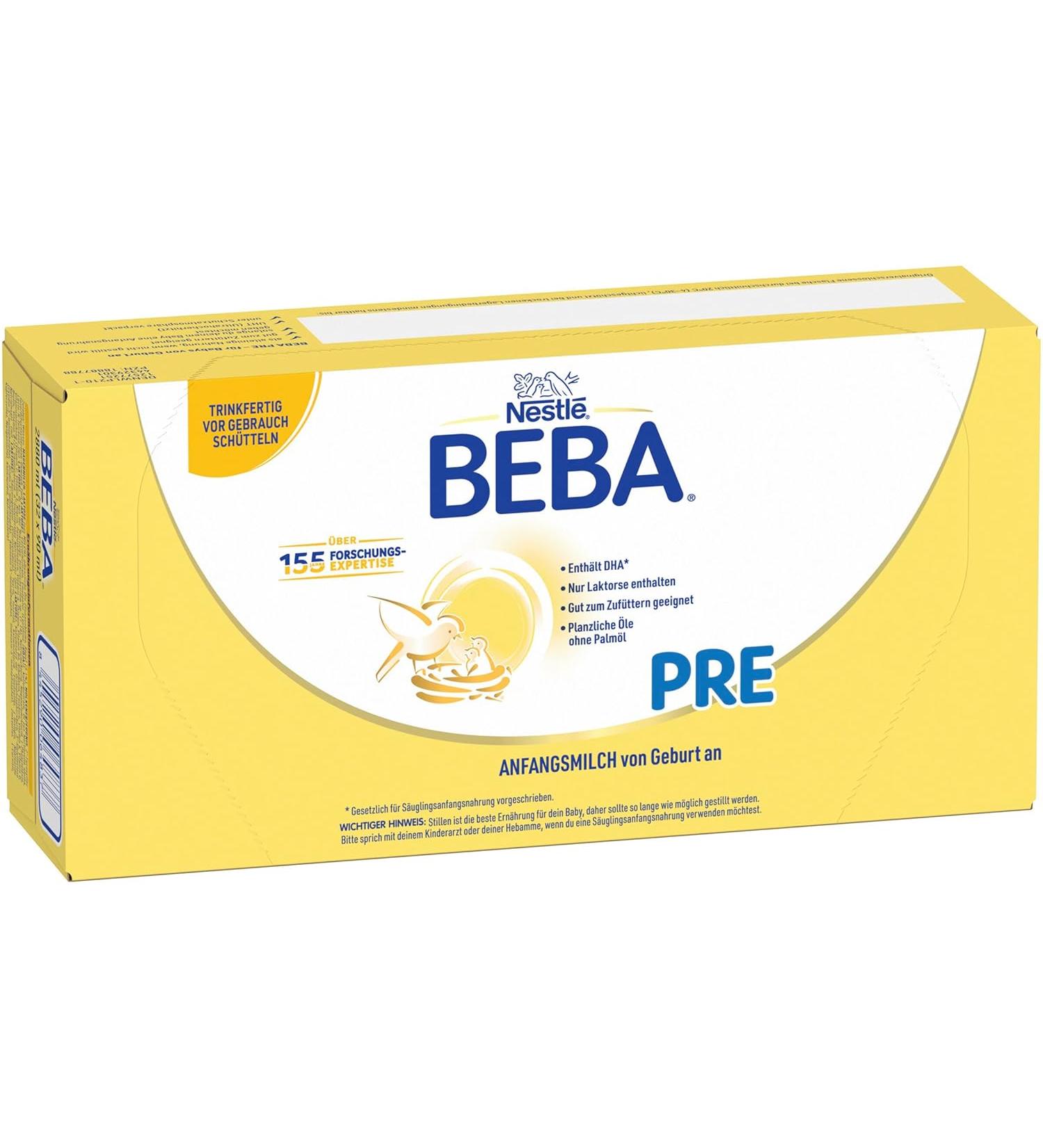 BEBA PRE Initial Milk Ready to Drink from Birth Only Lactose Without Palm Oil - 3.04 Oz - Pack of 32 - Buy Online on GoSupps.com