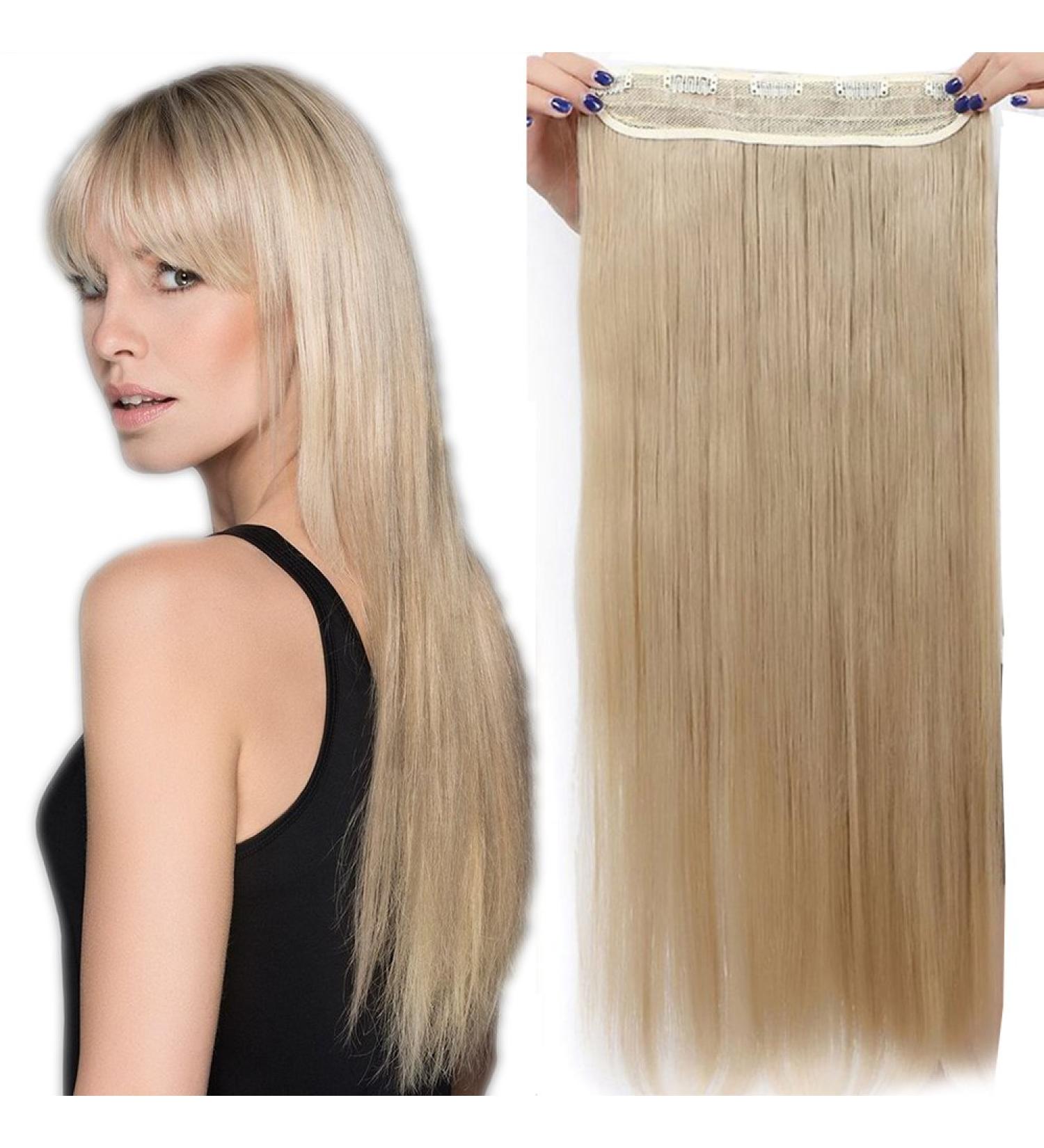 58cm Human Hair Clip-in Extensions | Medium Blonde Straight Hairpiece - 5 Clips 120g | Realistic & Easy to Use - Buy Online on GoSupps.com