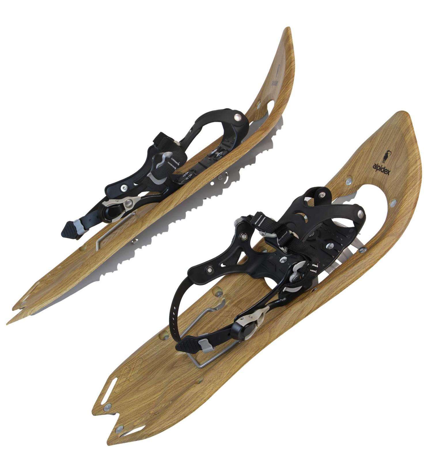 ALPIDEX Vintage Wooden Snowshoes with Carrying Bag | Size 38-45 | Brown Timber | Ideal Climbing Aid - No Poles Included - Buy Online on GoSupps.com