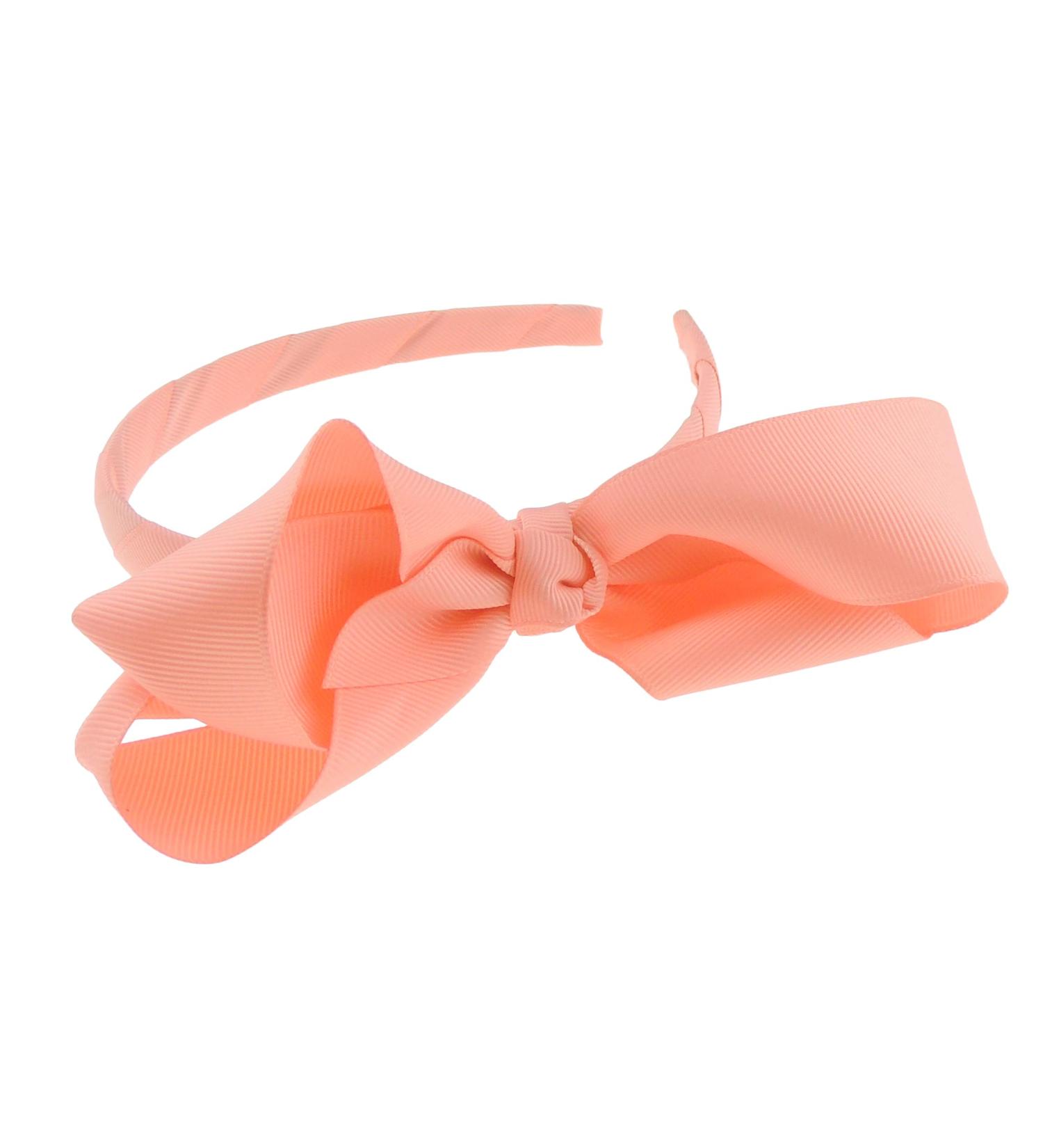 Girls Party School Large Grosgrain Ribbon Bow 1cm Headband Alice Band (Coral)