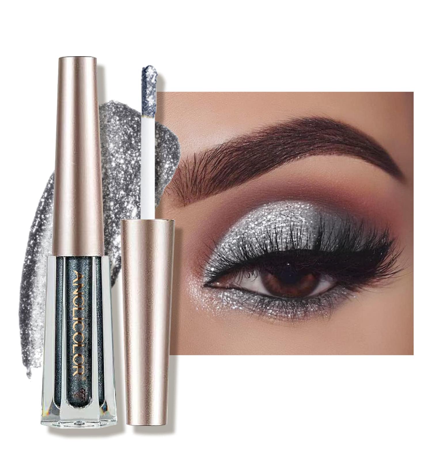 Anglicolor Glitter Eyeshadow Liquid - Highly Pigmented Vegan Blendable Shimmer Gel Eyeliner & Diamond Eyes Makeup (#5 Black) - Buy Online on GoSupps.com