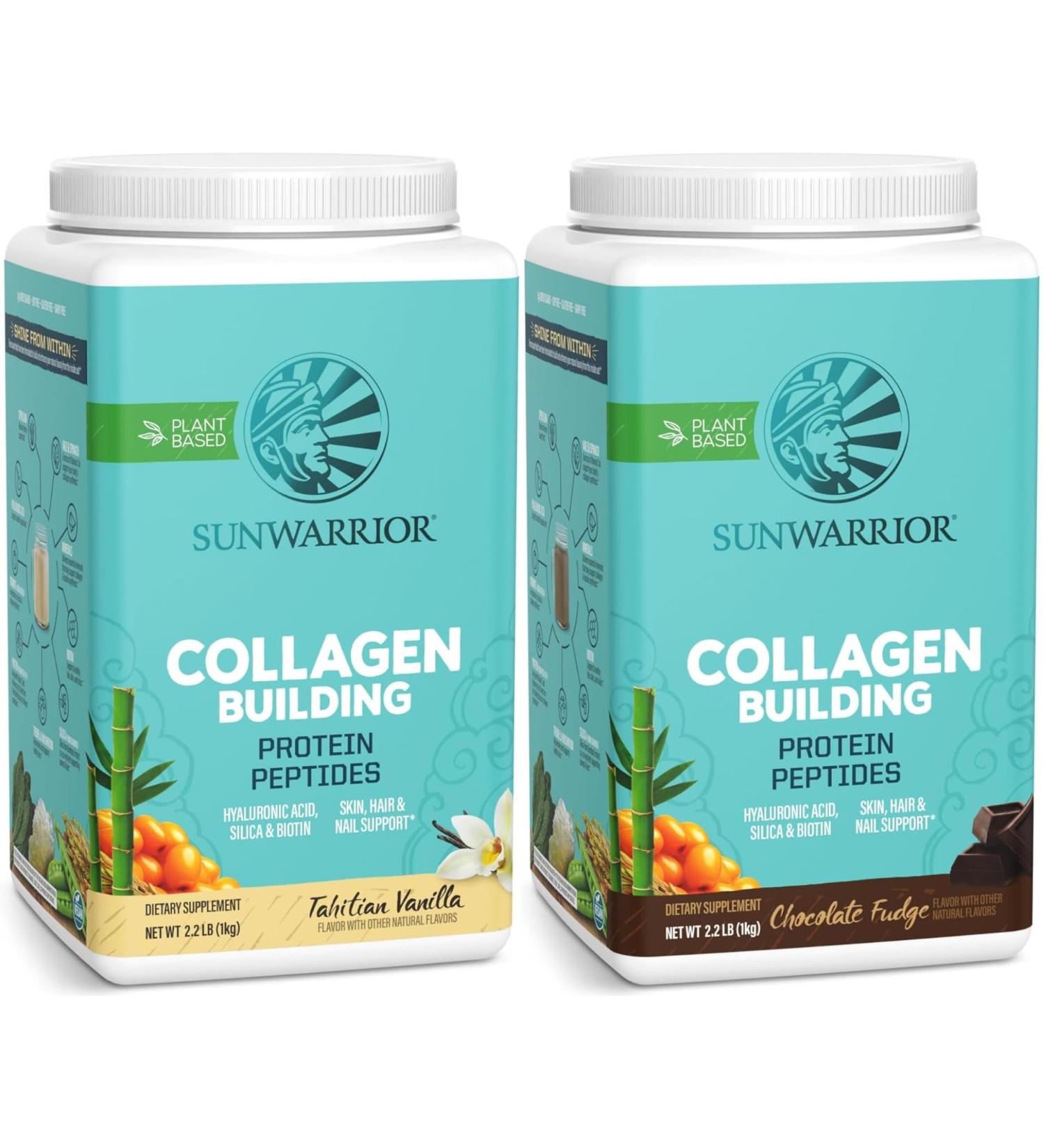 Chocolate & Vanilla Vegan Collagen Protein Powder Set | Bundle & Save | Plant Based Collagen Booster | Non-GMO No Added Sugar Soy or Dairy (40 Servings Chocolate 40 Servings Vanilla) - Buy Online on GoSupps.com