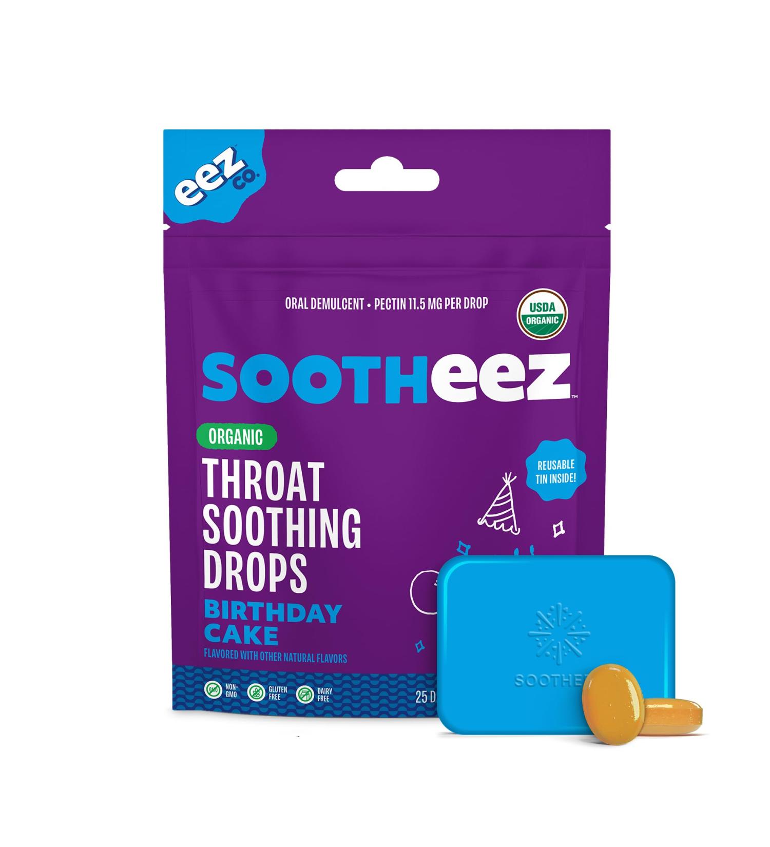 Lolleez Sootheez Organic Throat Soothing Drops for Adults Berry Lemonade 25 Count Refillable Great Tasting Drops That Sooth Sore Throats - Buy Online on GoSupps.com