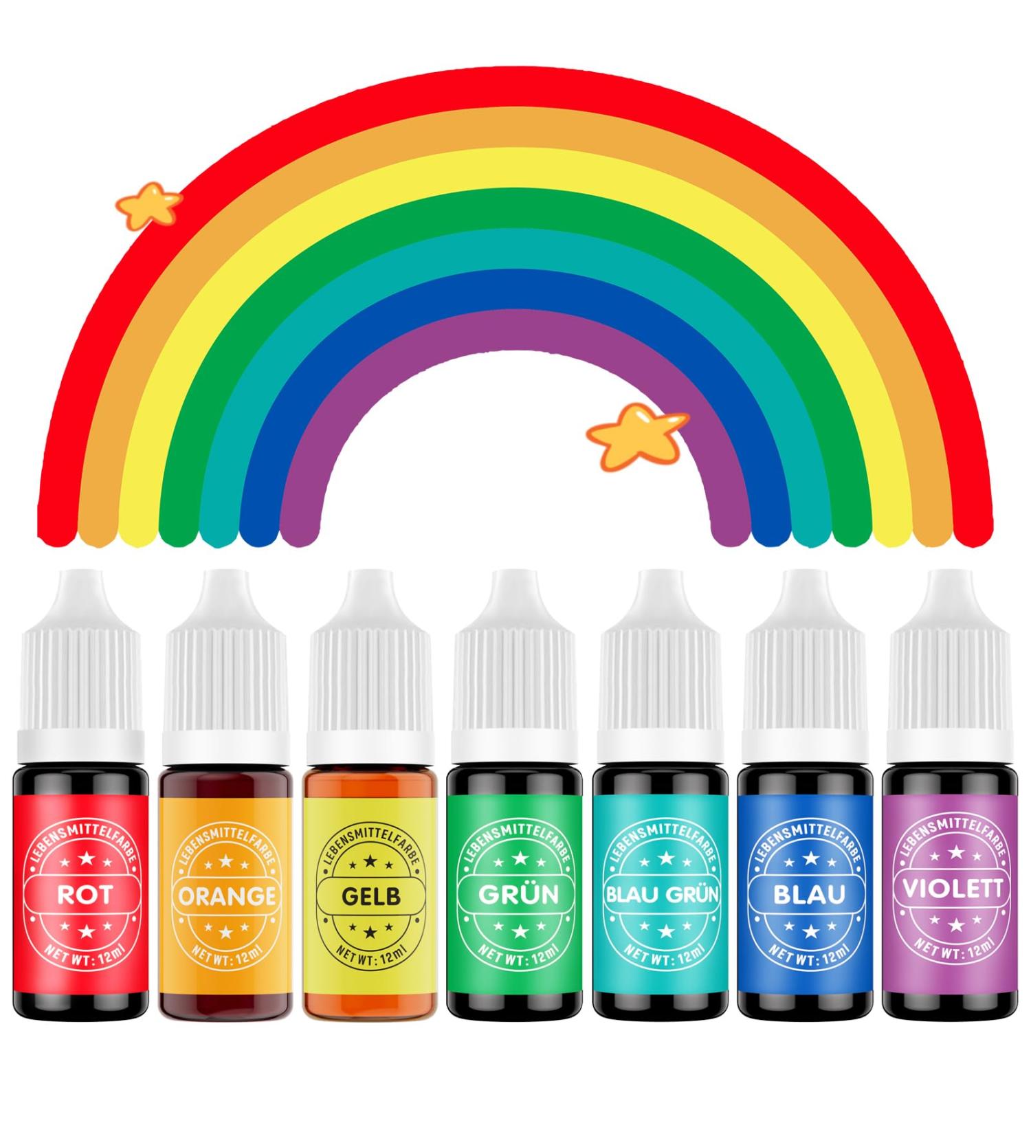 Waysroma Colorant Alimentaire 7x12ml Hautement Concentr & Sans Sucre Colorant Alimentaire Liquide pour P tisserie G teaux Macarons Fondants P ques Biscuits Beignets (Arc-en-ciel) 12 ml (Lot de 7) 84.0 - Buy Online on GoSupps.com