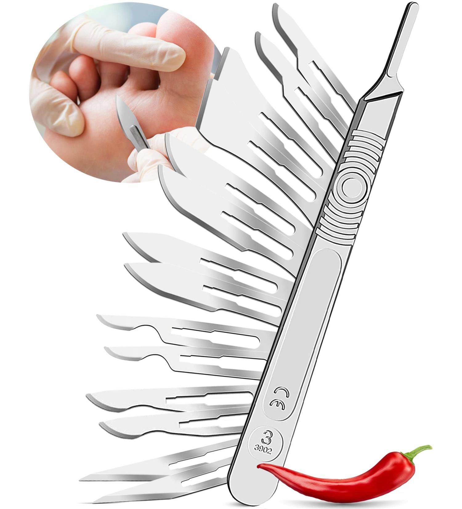 14x Foot Care Scalpel Blades Set - Kosmetex Podiatry by Swann Morton | Remove Calluses & Corns (1 Handle Included) - Buy Online on GoSupps.com