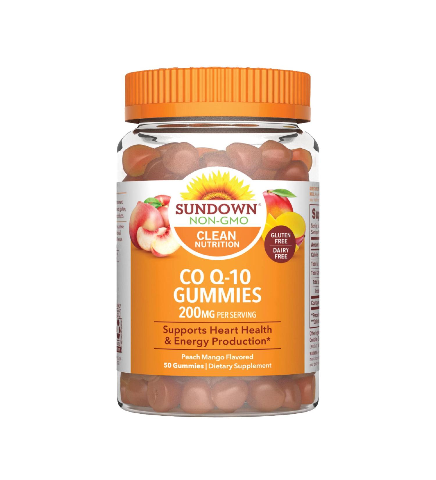 Sundown Naturals Co Q-10 Gummies - 200 mg Peach Mango, 50 Count - Antioxidant Support - Buy Online on GoSupps.com