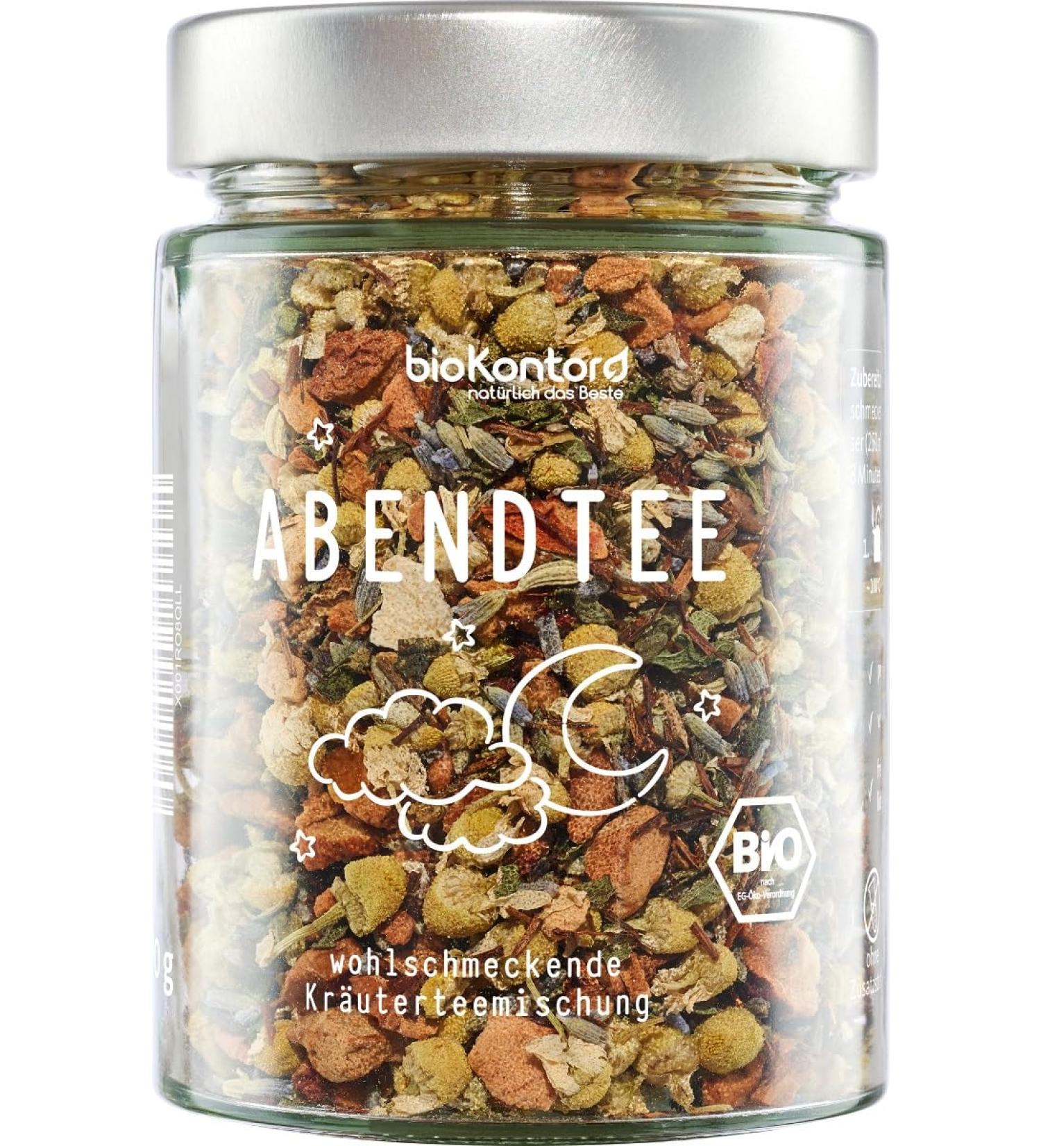 Evening Tea ORGANIC 70g - Tasty Herbal Tea with Valerian & Lavender for Relaxation | Inner Peace - bioKontor - Buy Online on GoSupps.com