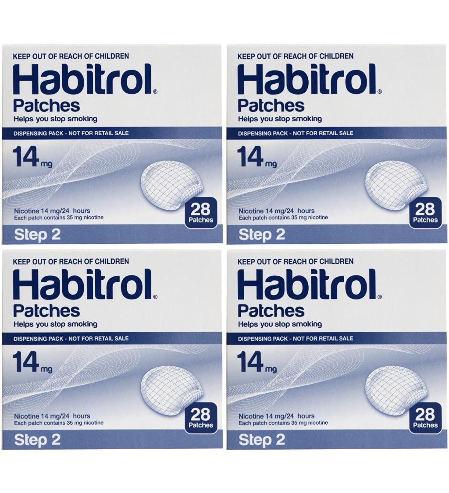 Novartis Habitrol 14mg Nicotine Patches Step 2. Stop Smoking. 4 Boxes of 28 Each (112 Patches) 14 MG