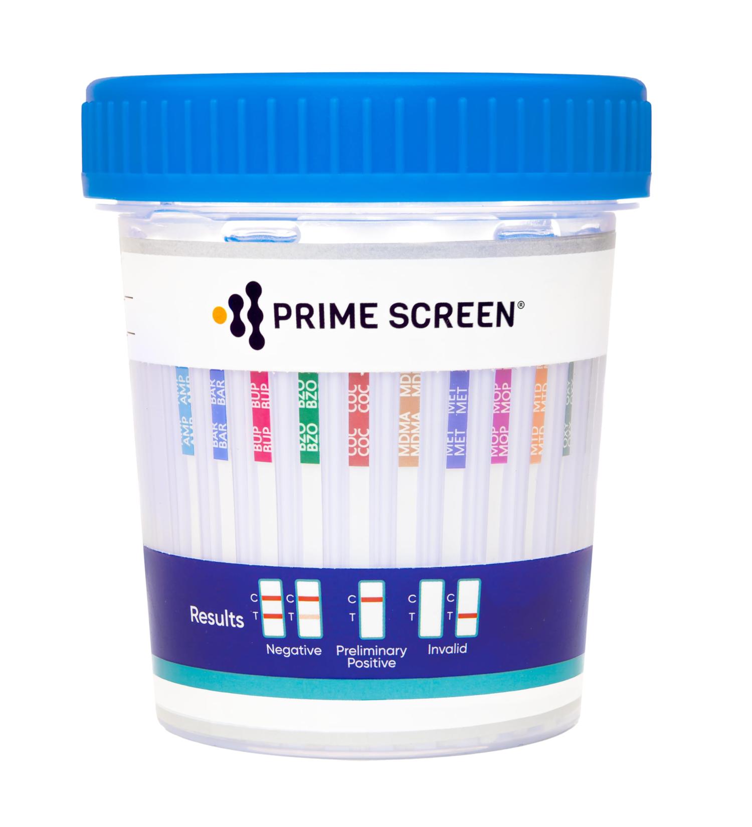 Prime Screen Urine Drug Test Cup 18 Panel Kit (AMP BAR BUP BZO COC mAMP MDMA MOP MTD OXY PCP TCA THC ETG FTY KRA K2 TRA100) - 2 Pack -CDOA-S1185EFTKK - Buy Online on GoSupps.com