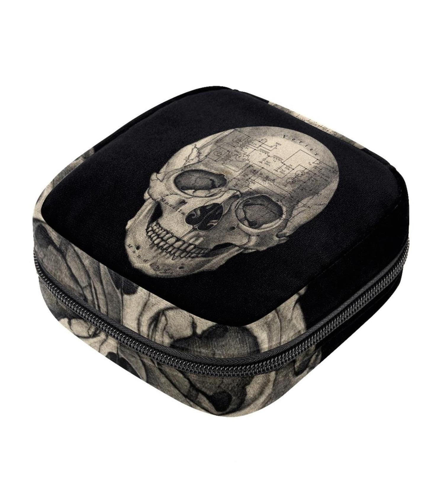 Skull Multicoloured Sanitary Napkin Storage Bag | Menstrual Cup Pouch for Women & Girls - Buy Online on GoSupps.com