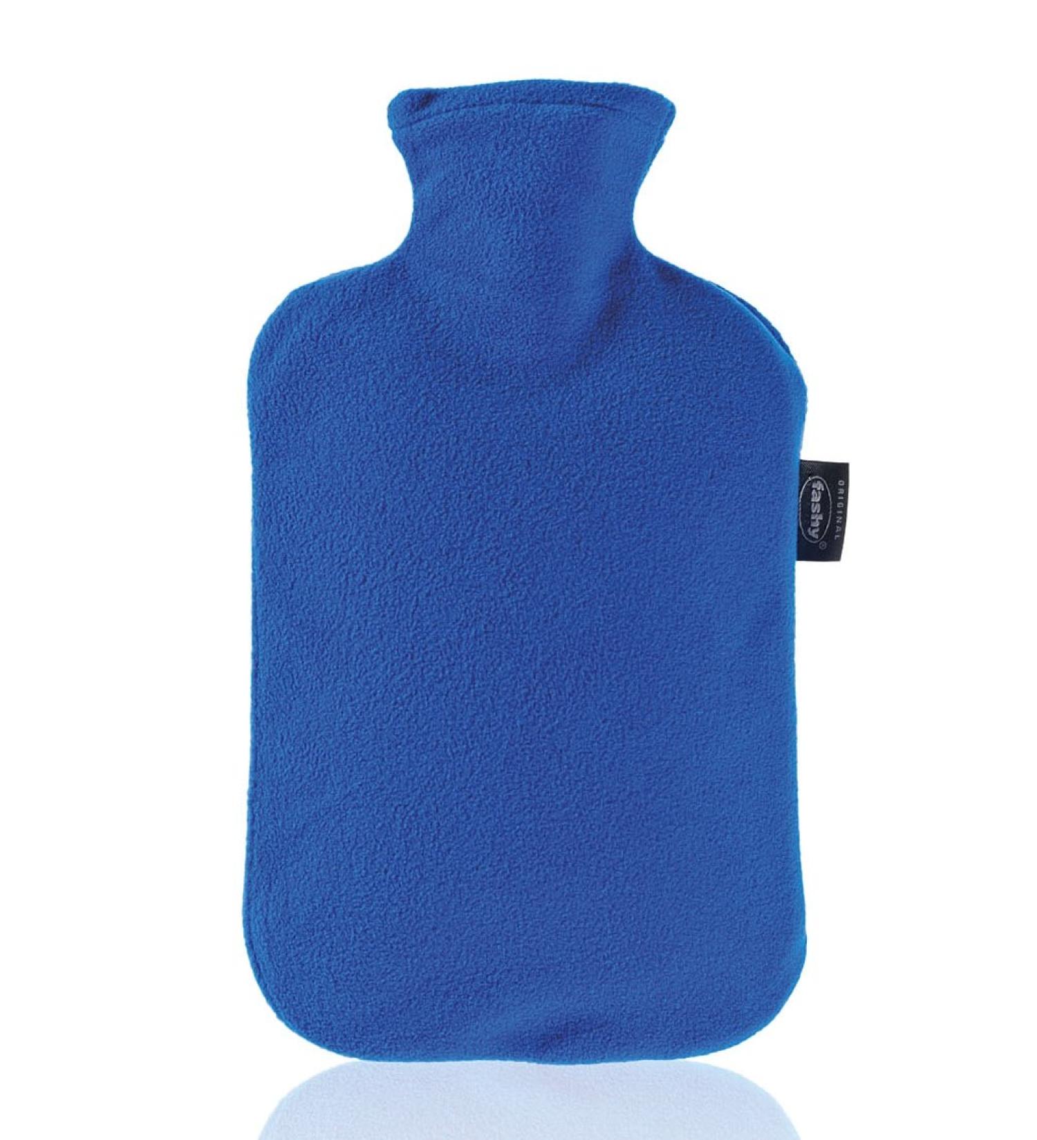 Fashy - Hot water bottle with soft fleece cover in blue (Sapier blue)