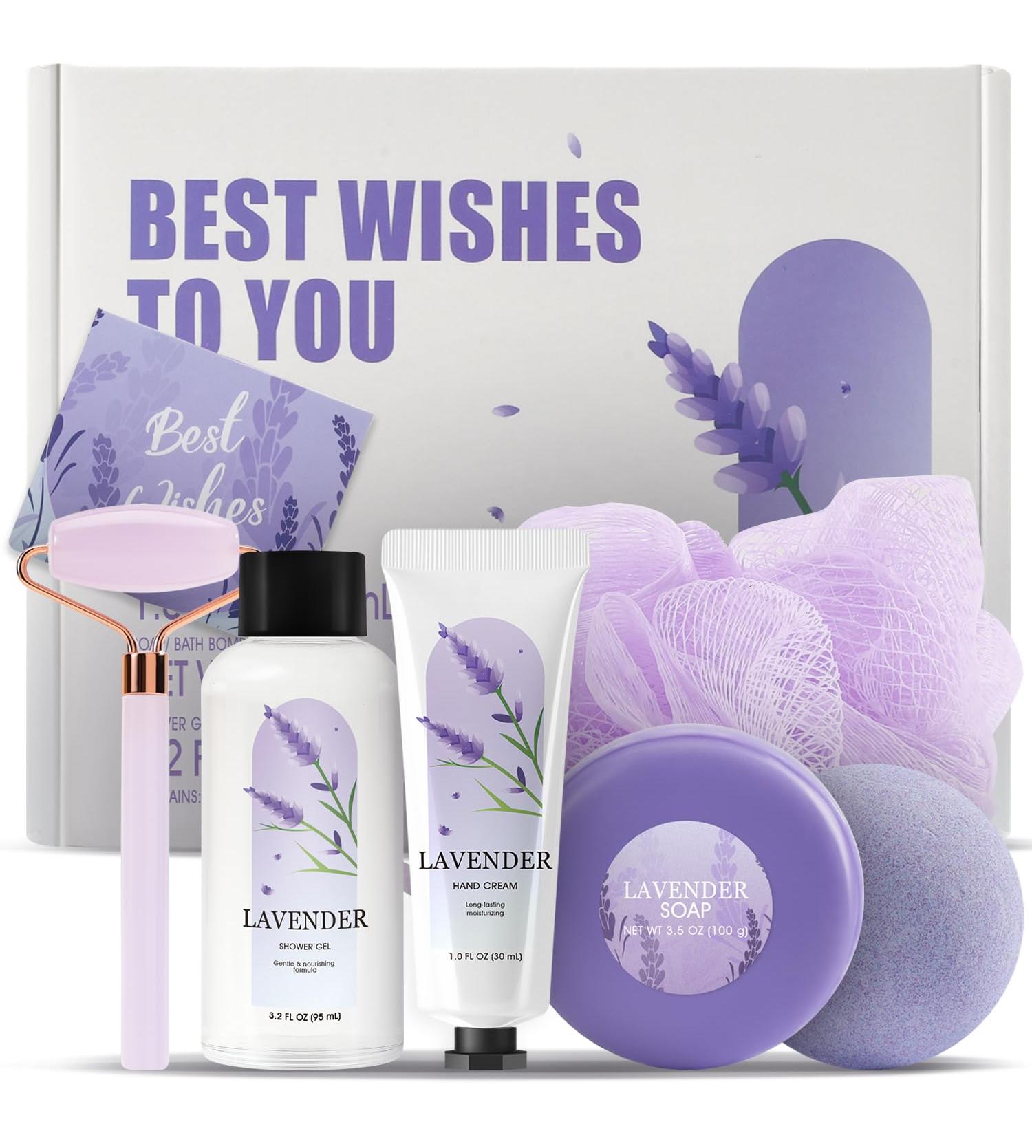 Relaxing Lavender Bath & Body Gift Set for Women | Perfect Self-Care Ideas for Birthdays Valentine's Day Mother's Day & Christmas - Buy Online on GoSupps.com
