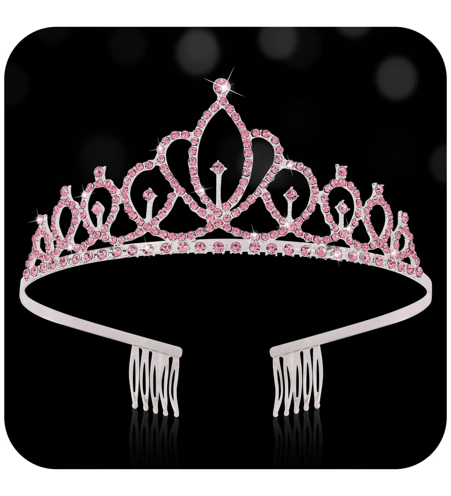 Hapdoo Pink Princess Headbands with Comb for Women Girls Rhinestone Diadem Bridal Headband for Wedding Birthday Prom Party - Buy Online on GoSupps.com