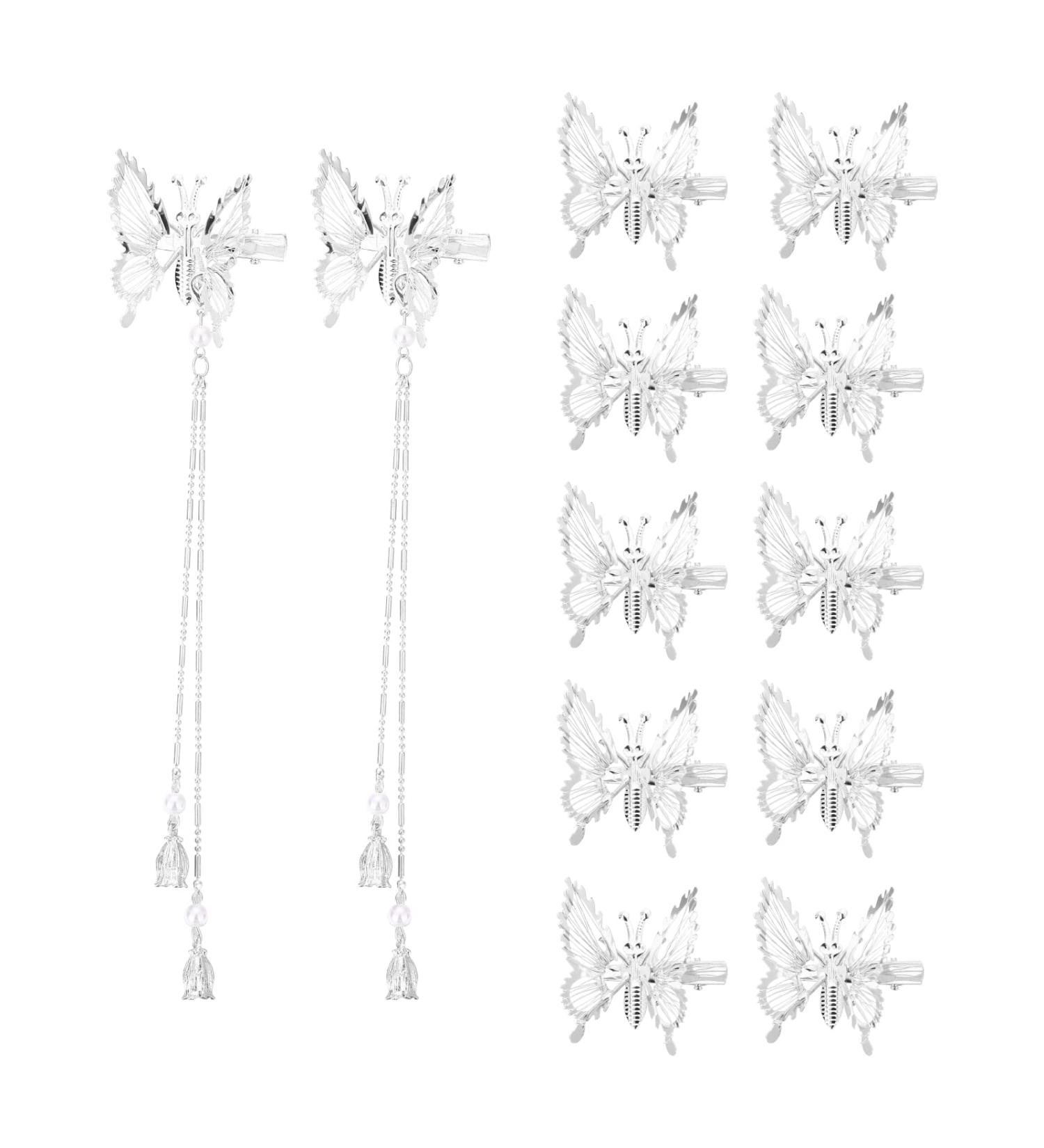 ONCHSH 3D Moving Butterfly Hair Clips - Silver Wedding Hair Accessories for Women and Girls - Buy Online on GoSupps.com