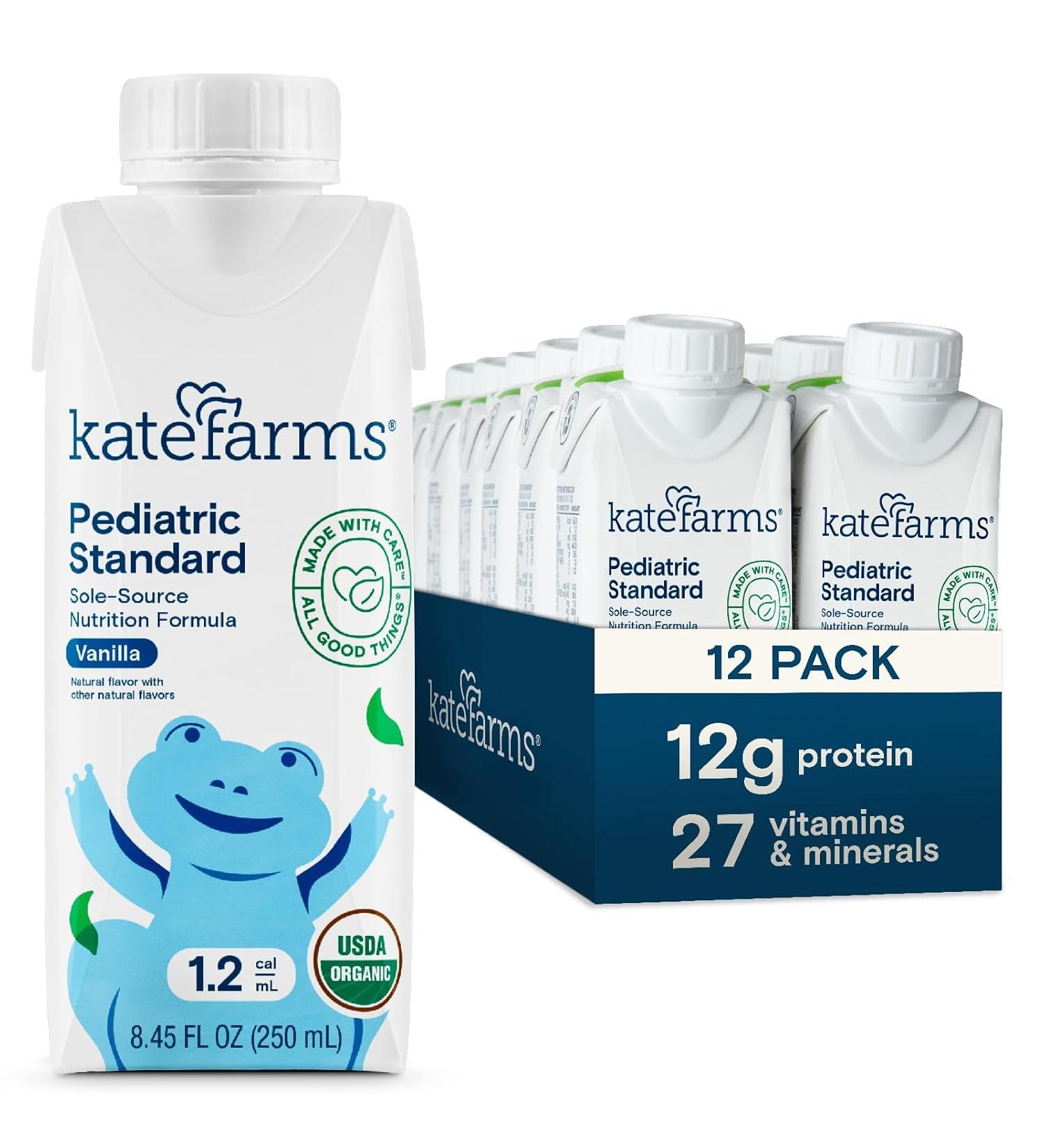Kate Farms Pediatric Standard 1.2 Formula - Vanilla 1.2 cal/mL - Case of 12 | Nutritional Supplement Drinks for Kids - Buy Online on GoSupps.com