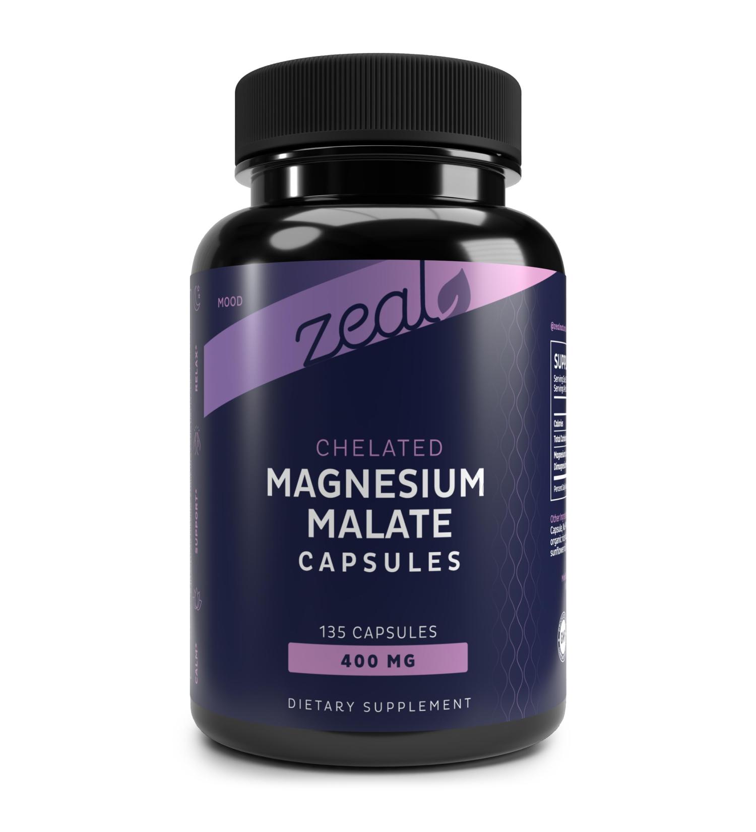 Zeal Premium Chelated Magnesium Malate (400mg | 135 Capsules) Capsule (135 Count) - Buy Online on GoSupps.com