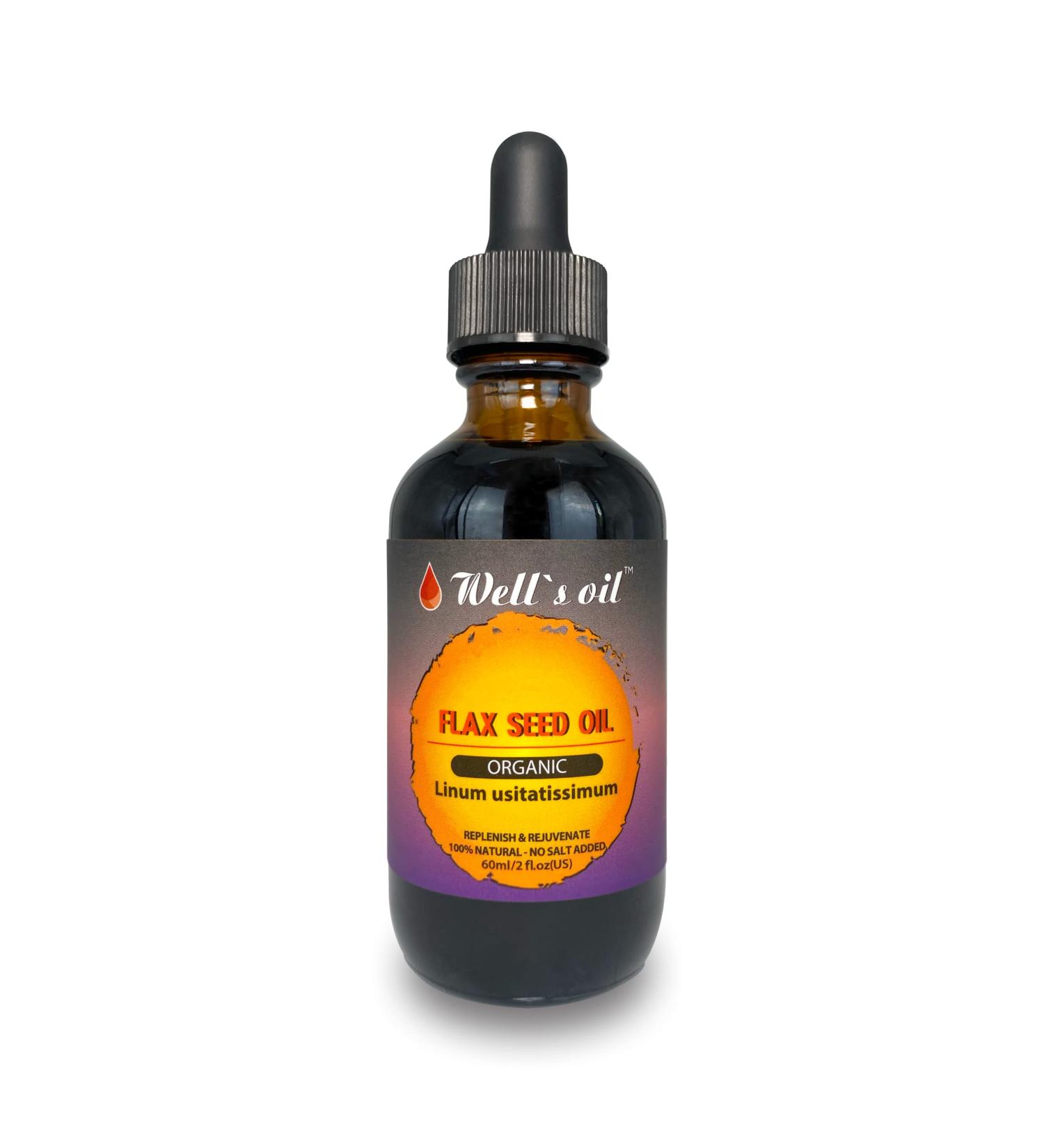 Wells 100% Pure Flax Seed Oil for Hair & Skin - 2oz | Hair Growth & Skin Oil - Buy Online on GoSupps.com