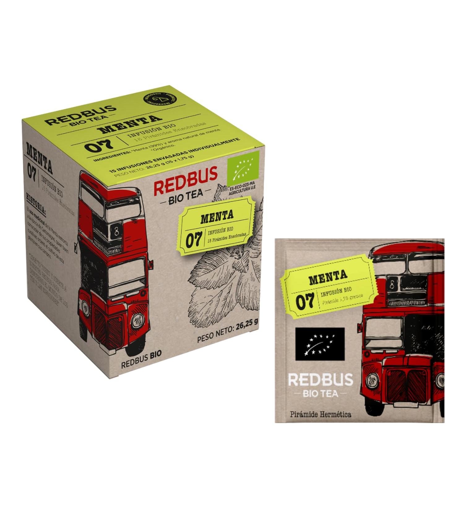  REDBUS Redbus | Organic Mint Infusion | Individually Wrapped Peppermint Tea Filters - 15 Pyramids (26.5g) | Organic Mint Infusion - Buy Online on GoSupps.com