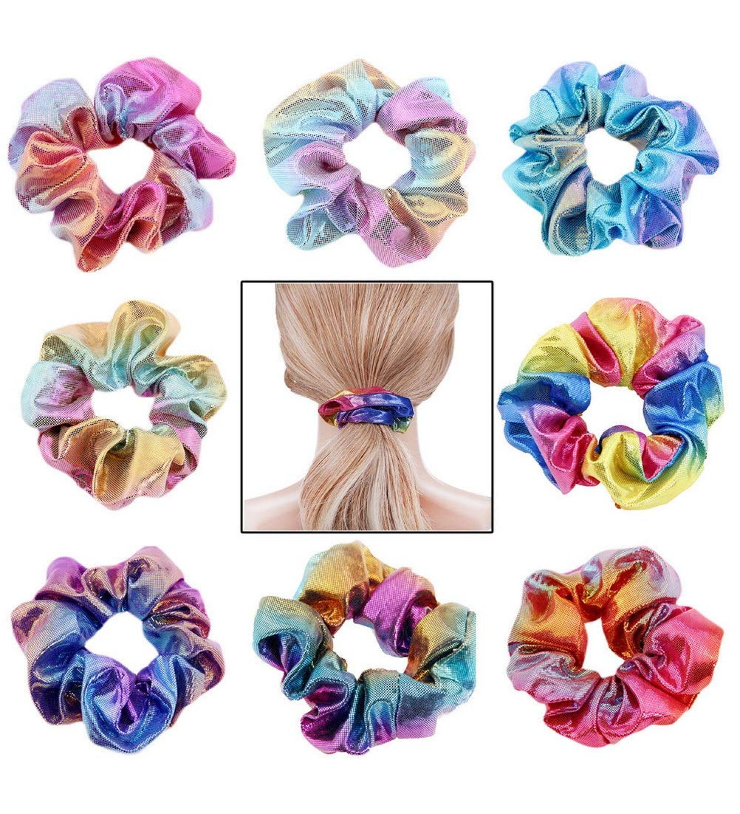 Berglink 8 Pieces Metallic Hair Ties - Shiny Hair Bands & Scrunchies for Women & Girls | Stylish Hair Accessories - International Shipping Available - Buy Online on GoSupps.com