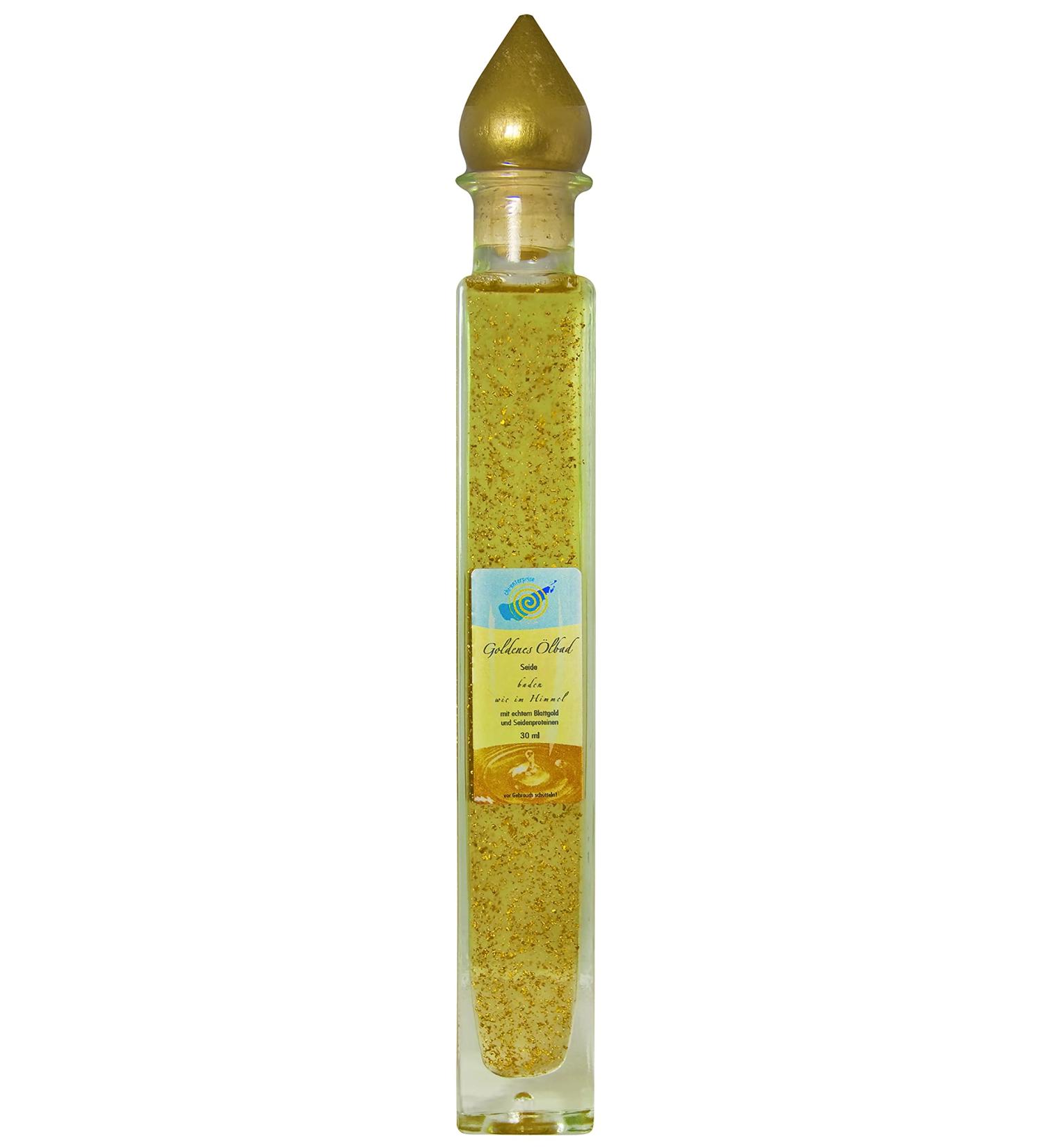 Chi-Enterprise Golden Oilbad Silk 200 ml I High-quality bathing oil with silk protein ylang ylang & real gold leaf i bath additive for a nourishing relaxation pool