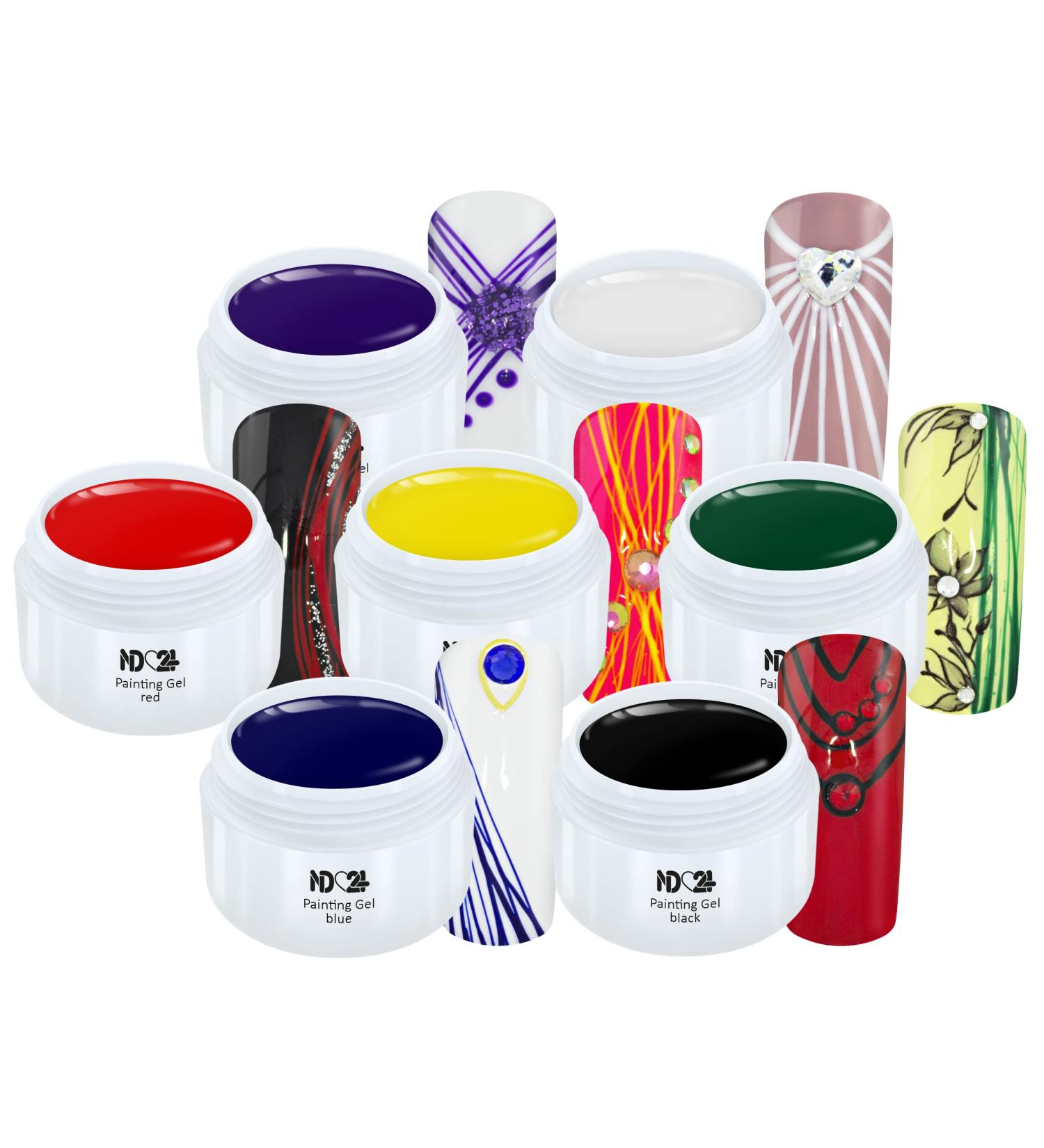 Nail Design Set - German Made One Stroke Gel Nail Art - 7 x 5ml - International Shipping Available - Buy Online on GoSupps.com