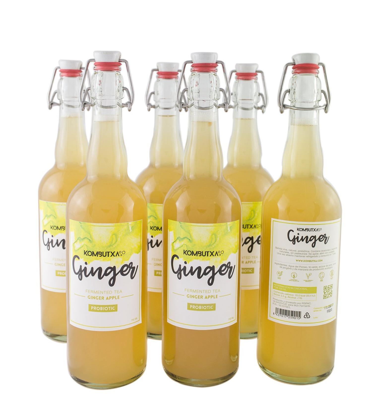 ECOLOGICAL DRINK KOMBUTXA TE KOMBUCHA - 6 bottles 750ml Organic fermented tea ecological energy fat burning without added sug - Buy Online on GoSupps.com