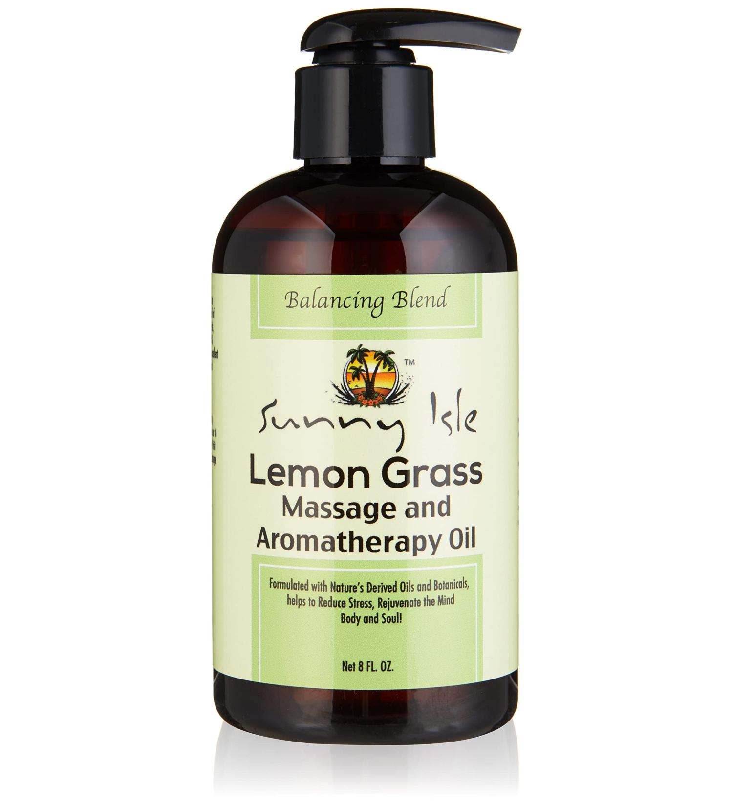 Sunny Isle Lemon Grass Massage Oil - 8oz Aromatherapy Blend for Relaxation & Wellness - Buy Online on GoSupps.com