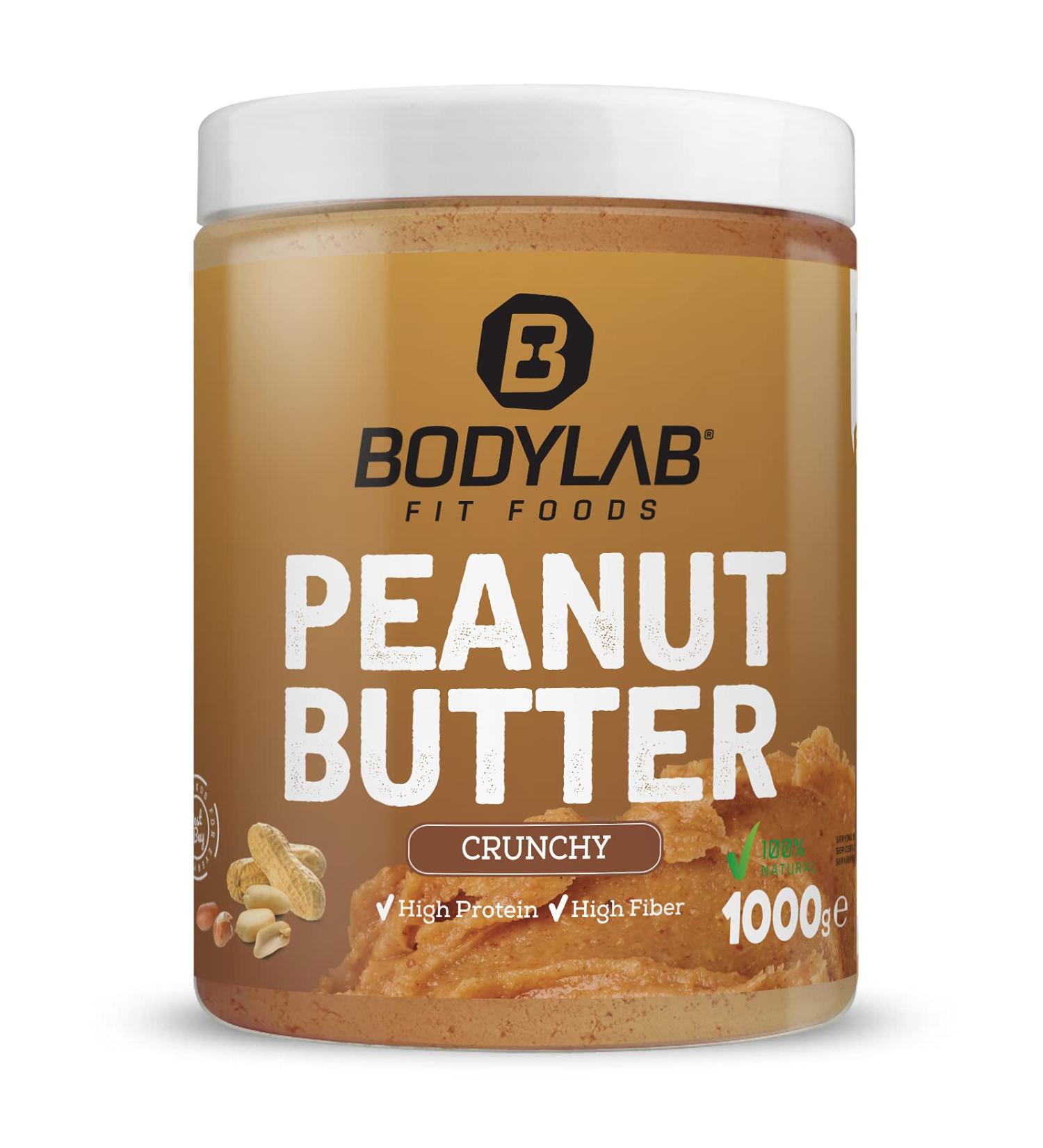 Bodylab24 100% Crunchy Peanut Butter 1000g - Additive-Free Natural & International Shipping Available - Buy Online on GoSupps.com