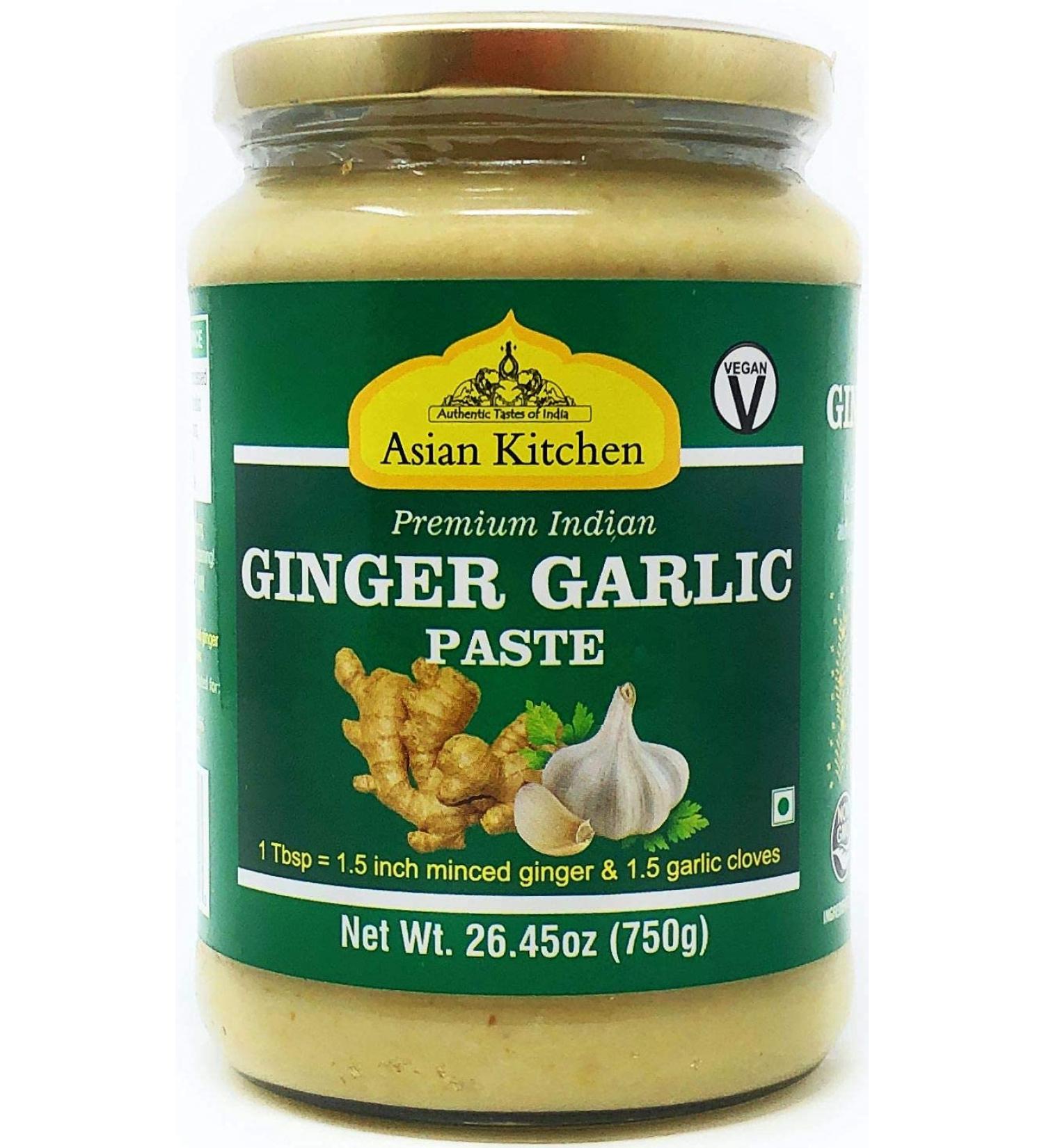 Asian Kitchen Ginger Garlic Cooking Paste 26.5oz (750g) Glass Jar - Vegan, Gluten Free, NON-GMO - Indian Origin - 1.65 Pound - Buy Online on GoSupps.com