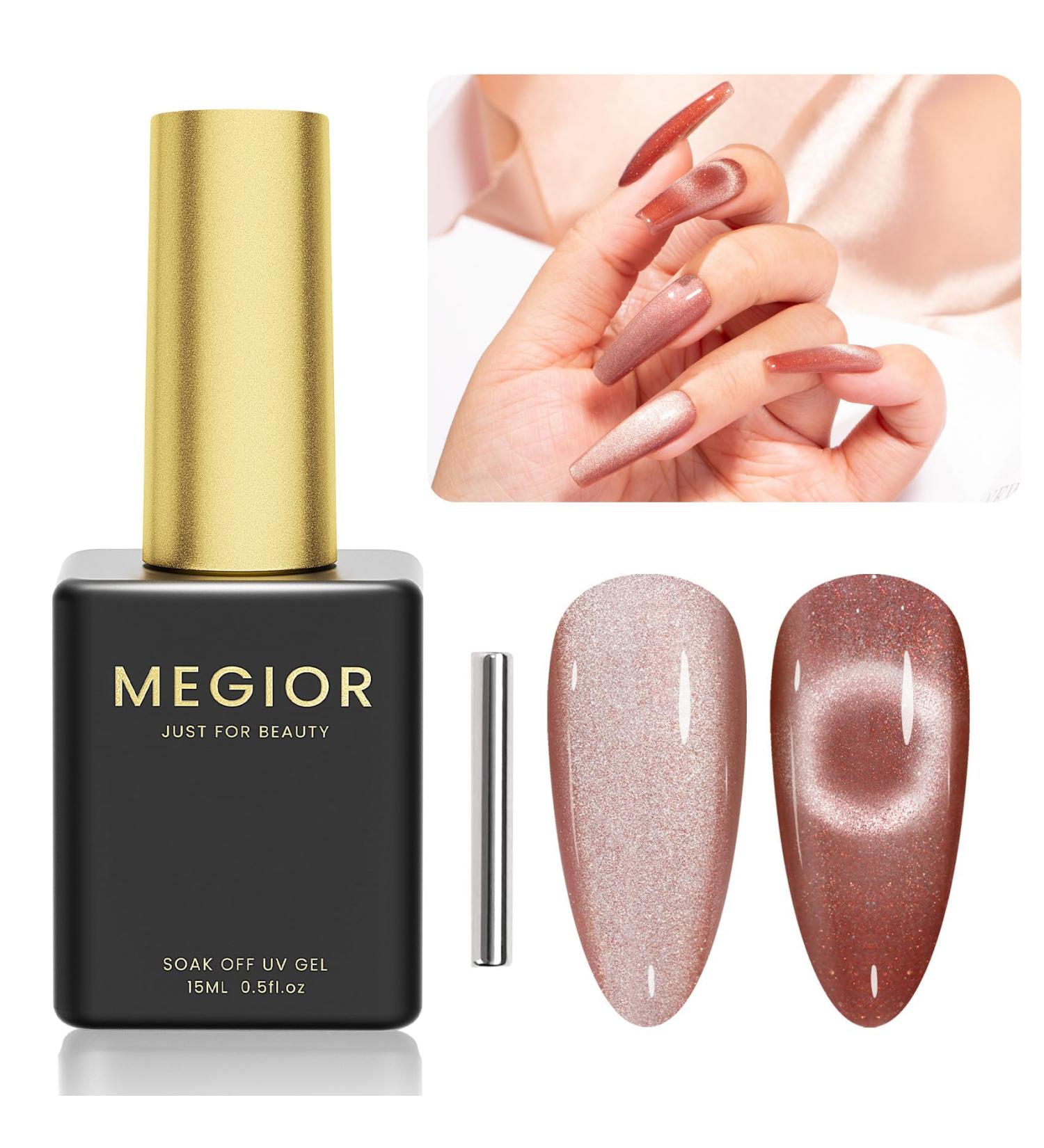 MEGIOR 15ML Cat Eye Gel Nail Polish - Holographic Diamond Magnetic Nail Art for DIY Manicure & Salon Use - Soak Off 0.5 OZ - Buy Online on GoSupps.com
