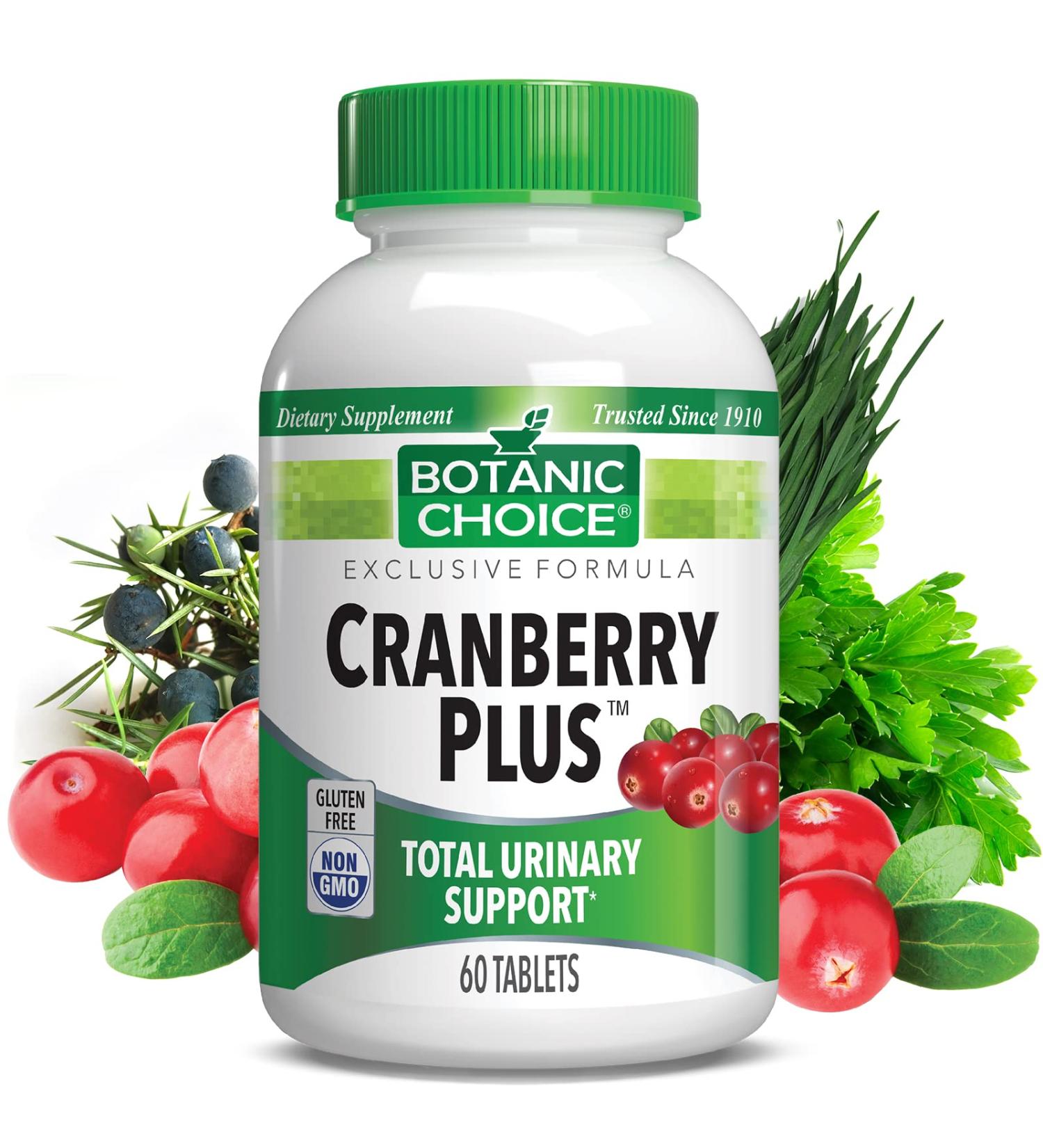 Botanic Choice Cranberry Plus Total Urinary Support - Urinary Tract Health for Women and Men with Cranberry Concentrate Uva Ursi Buchu Calcium - 60 Tablets - Buy Online on GoSupps.com