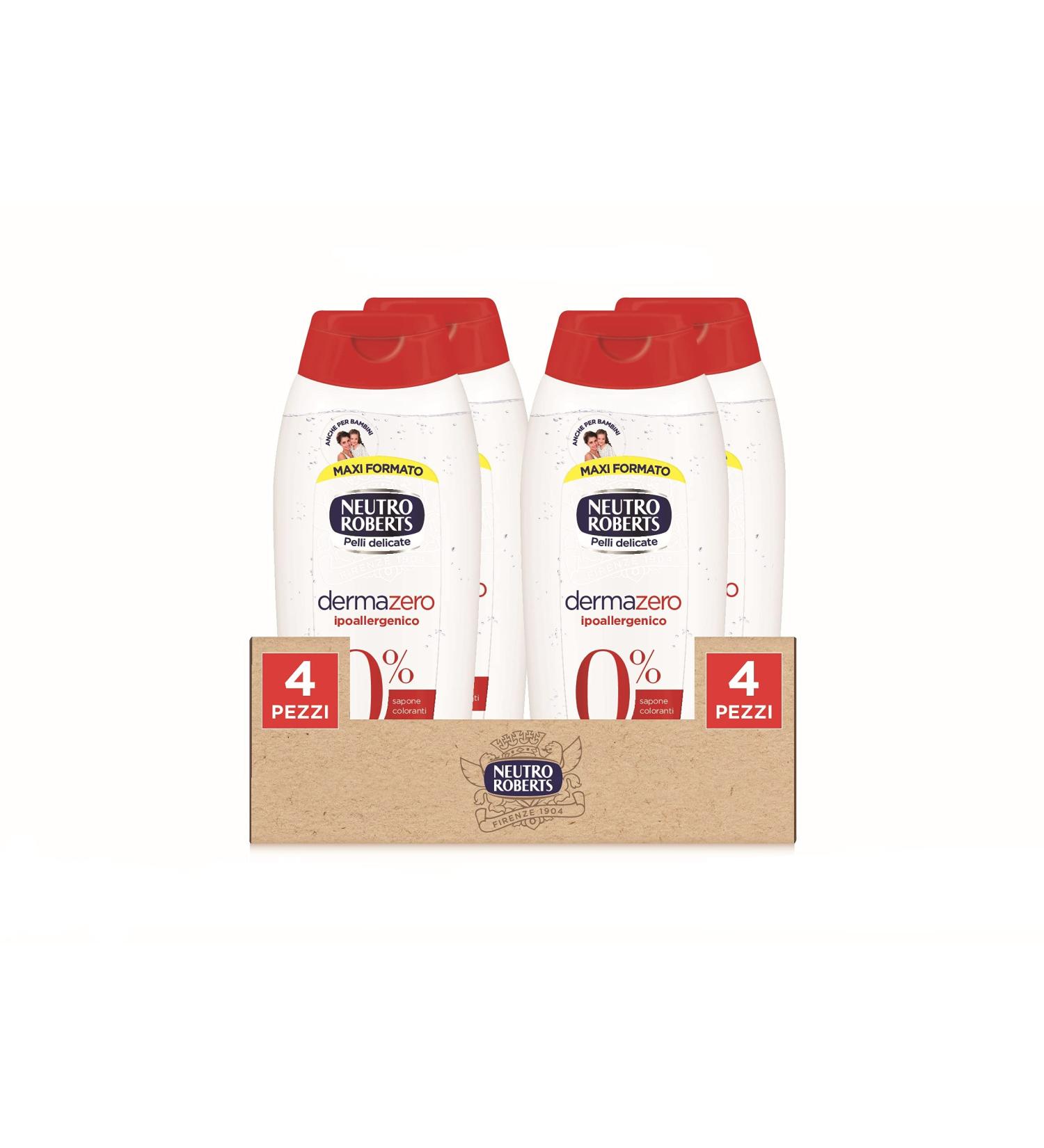  Neutro Roberts Neutro Roberts Dermazero Foaming Body Wash ideal for delicate and sensitive skin soap-free and dye-free suitable for daily use and for children's hygiene 4 x 700ml bottles 2.8L - Buy Online on GoSupps.com