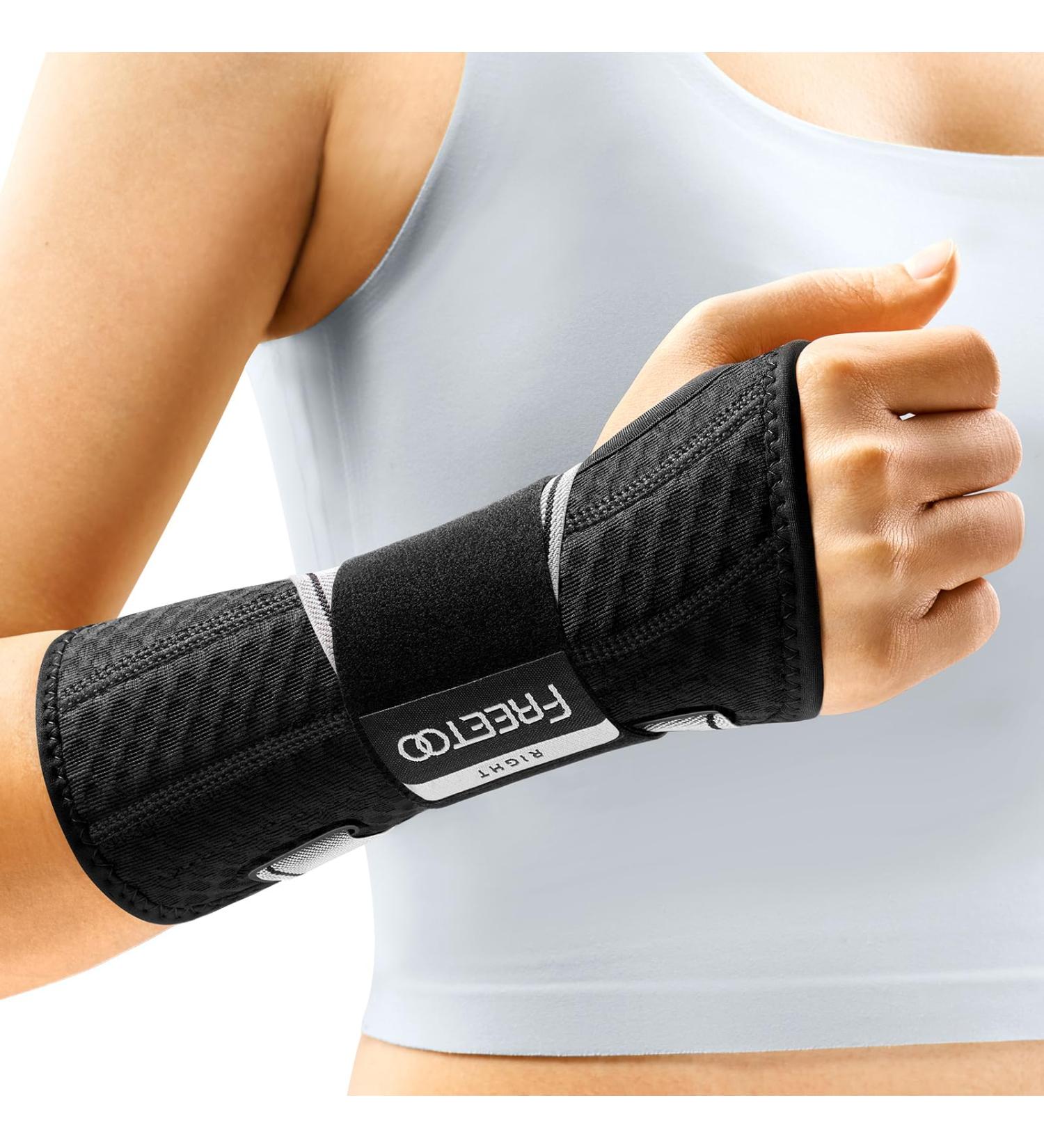 Freetoo Light-Pass Shape Wristwear for Carpal Tunnel - RSI Wrist Bandages for Men & Women - L/XL Right Hand (Black & Gray) - Extended Support & Comfort - Buy Online on GoSupps.com