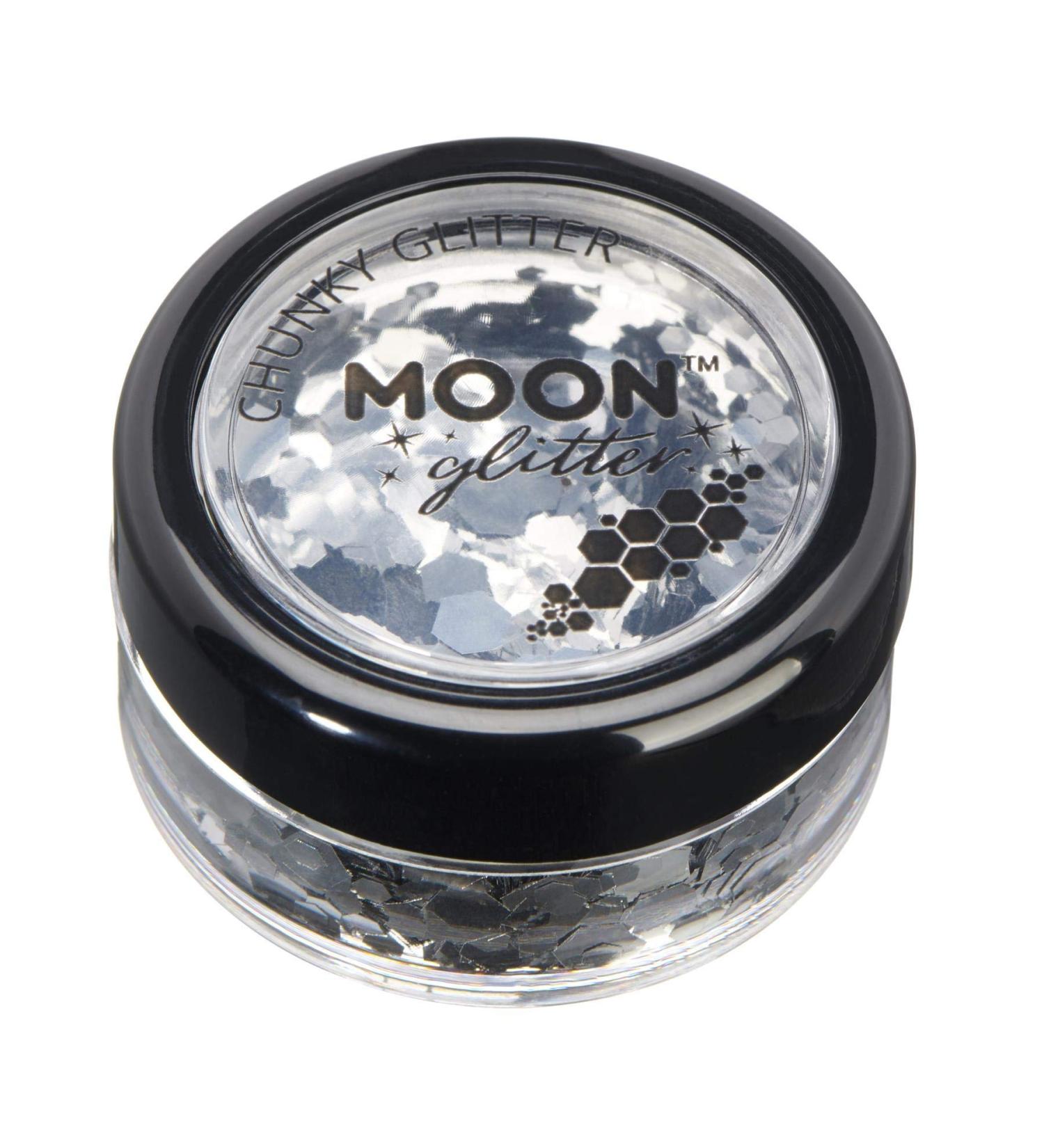 Moon Glitter Silver Chunky Glitter - 3g - Cosmetic Festival Makeup for Face Body Nails Hair Lips - Buy Online on GoSupps.com
