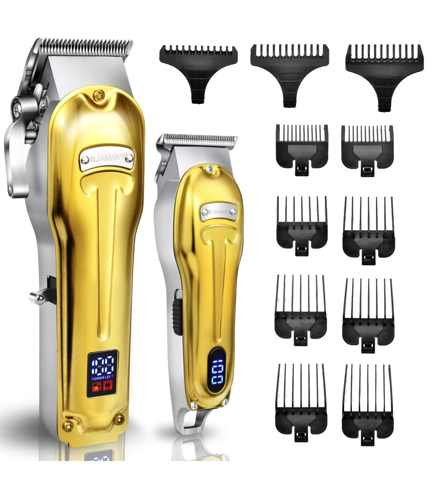 2 in 1 Hair Clipper for Men - Professional Gold Barber Clipper & Trimmers Set Wired/Wireless Zero Gap Beard Trimmer with LED Display 6500 RPM - Buy Now - Buy Online on GoSupps.com